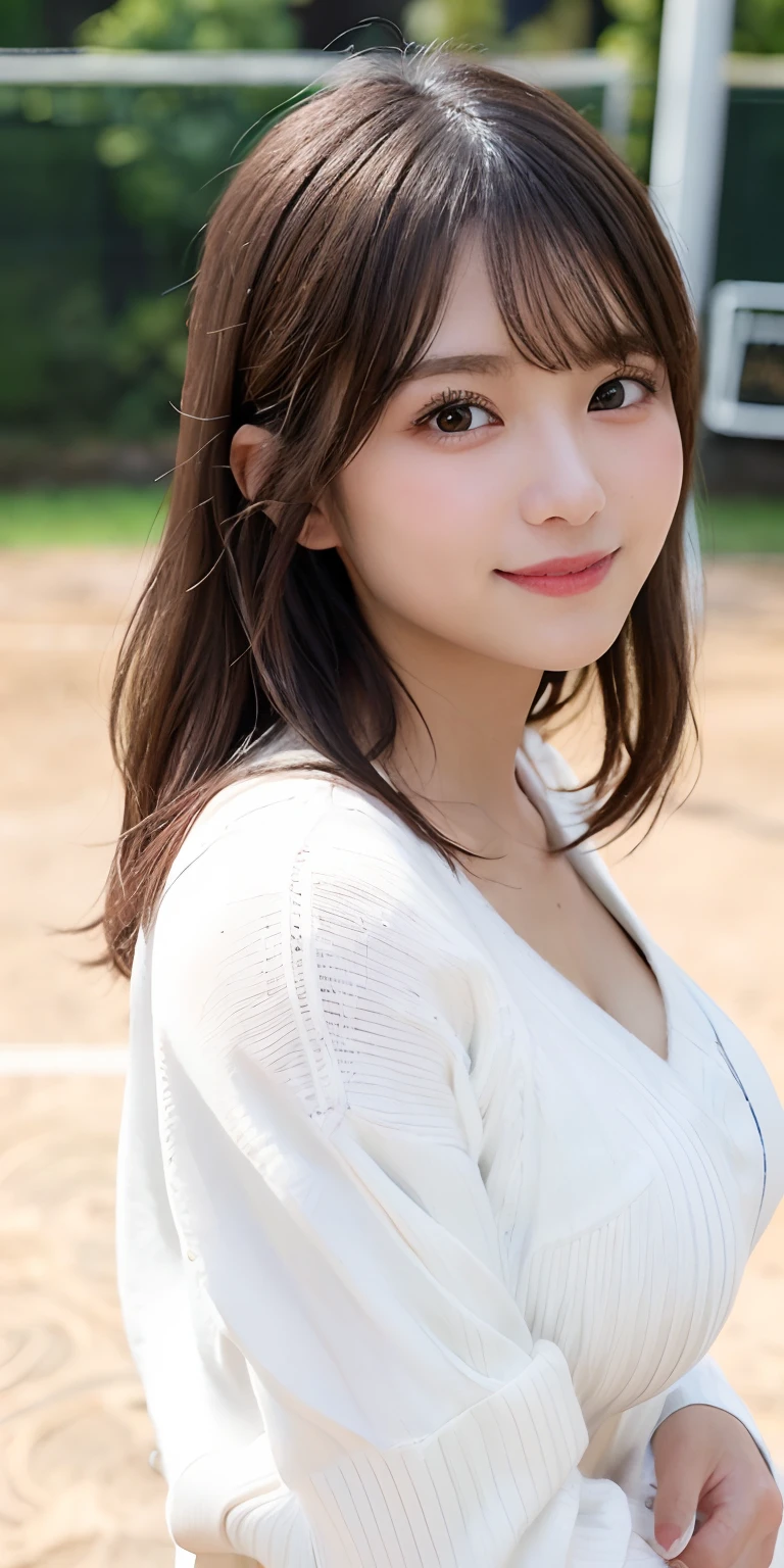 masutepiece, Best Quality,
Ultra-detailed, finely detail, hight resolution, in 8K,
((Photorealsitic:1.4, Raw photography, 超A high resolution,Top image quality: 1.4)),
Wallpaper,
((Perfect whole body configuration1.5)),
Beautiful detailed eyes, Natural Color Lip,
((a serene smile:1.5)),
((Random and cute hairstyles)),
((rather large breasts、You can see the chest:1.2)),
((from the front side:1.5)),
((breastsout、under look eyes、breastsout、Mole on the arm:0.9)),
((Random blurry background)),((the setting sun)),((Put your fingertips to your lips)),
((Random and cute facial expressions)),,
very detailed and professional lighting、
Perfect dynamic composition, Beautiful detailed eyes,((turned around:1.5)), ((White knitwear:1.5))、((long court:1.6)),((micromini skirt:1,5)),((Smile,Harajuku)),((stares at the camera))
