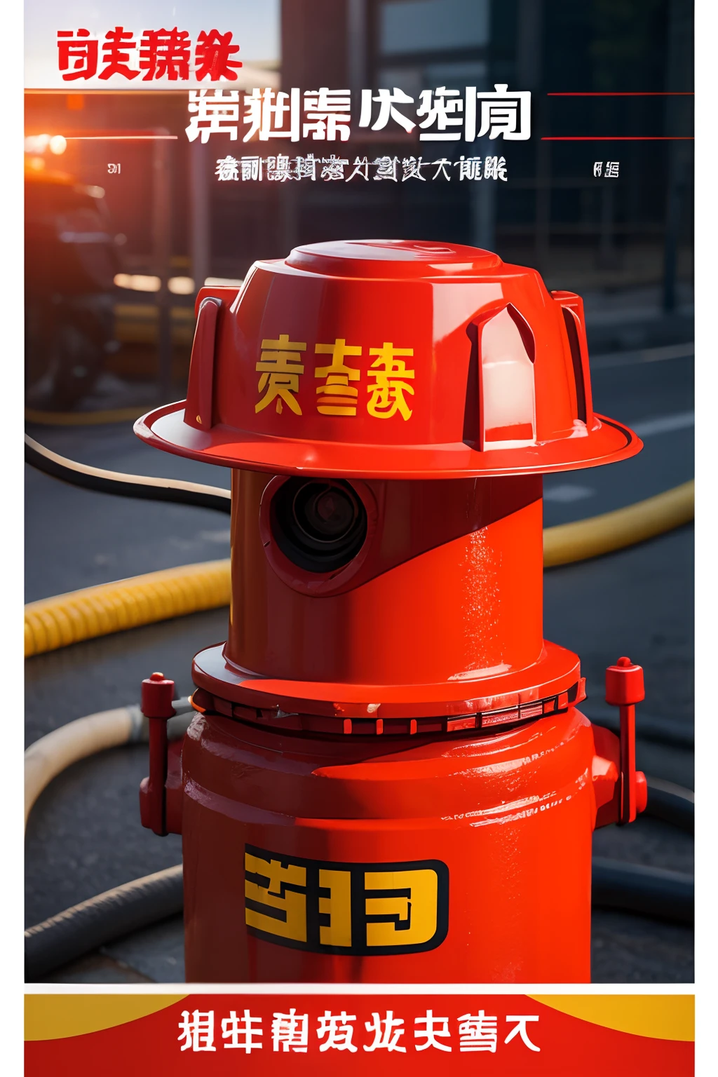 Fire poster Campus publicity mainly Firefighter Fire hydrant Fire truck Fire precautions Chinese Best quality Text than picture 1:1 Cartoon style