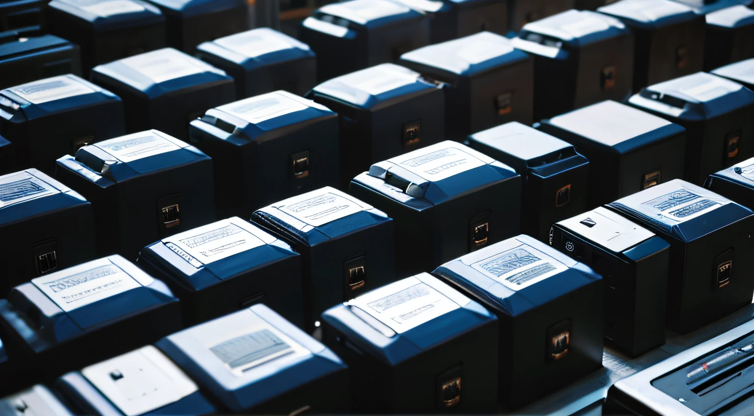 Rows and rows of lithium batteries