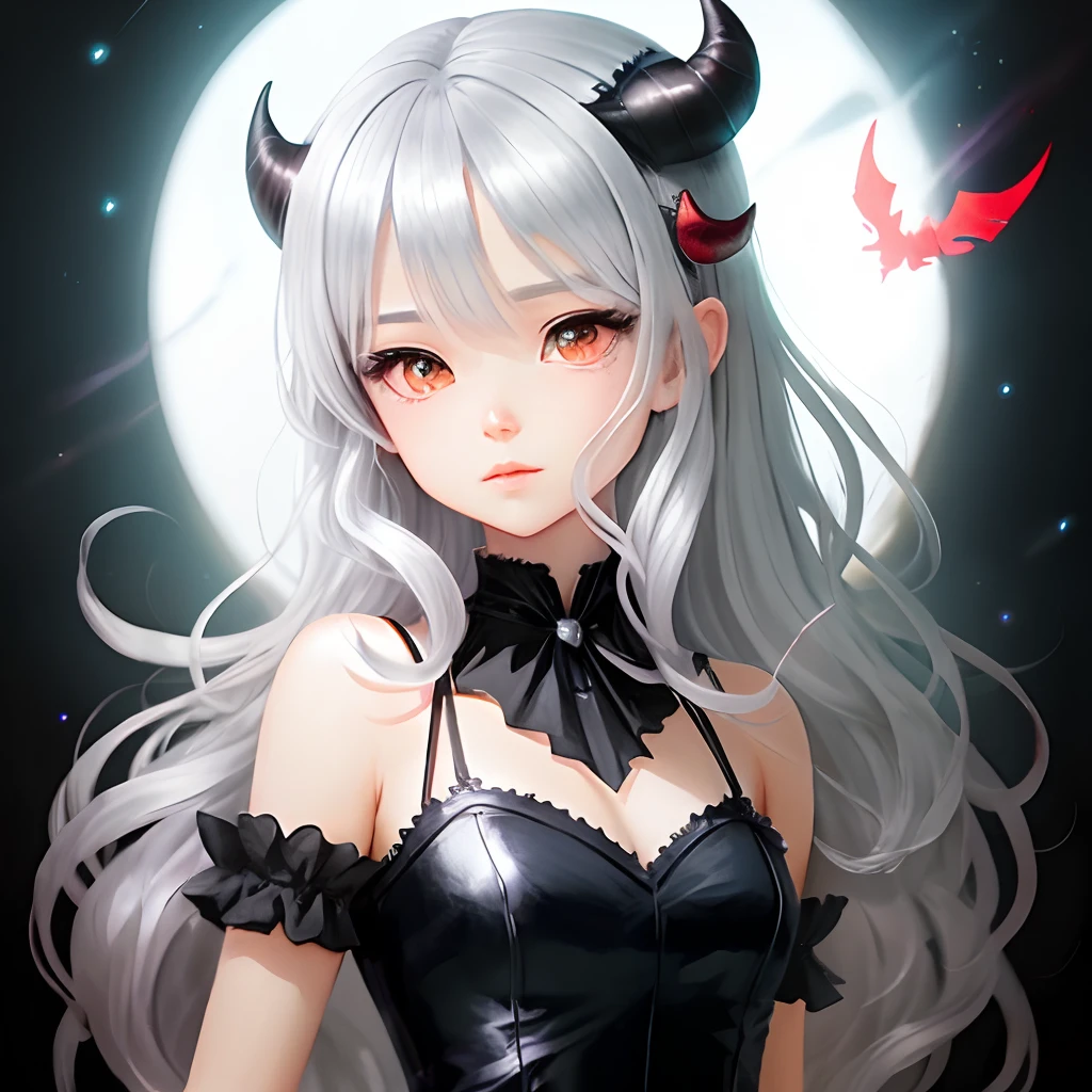  Devil Anime Illustration Silver Hair Girl