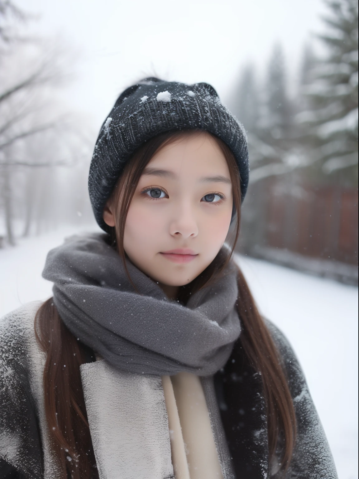 Beautuful Women、18year old 、body shot、snowscape