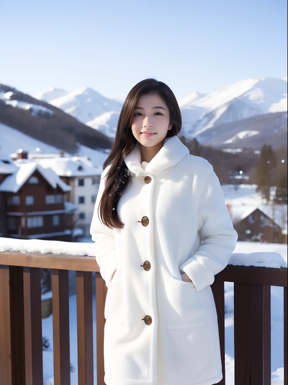 Beautuful Women、18year old 、FULL BODYSHOT、snowscape