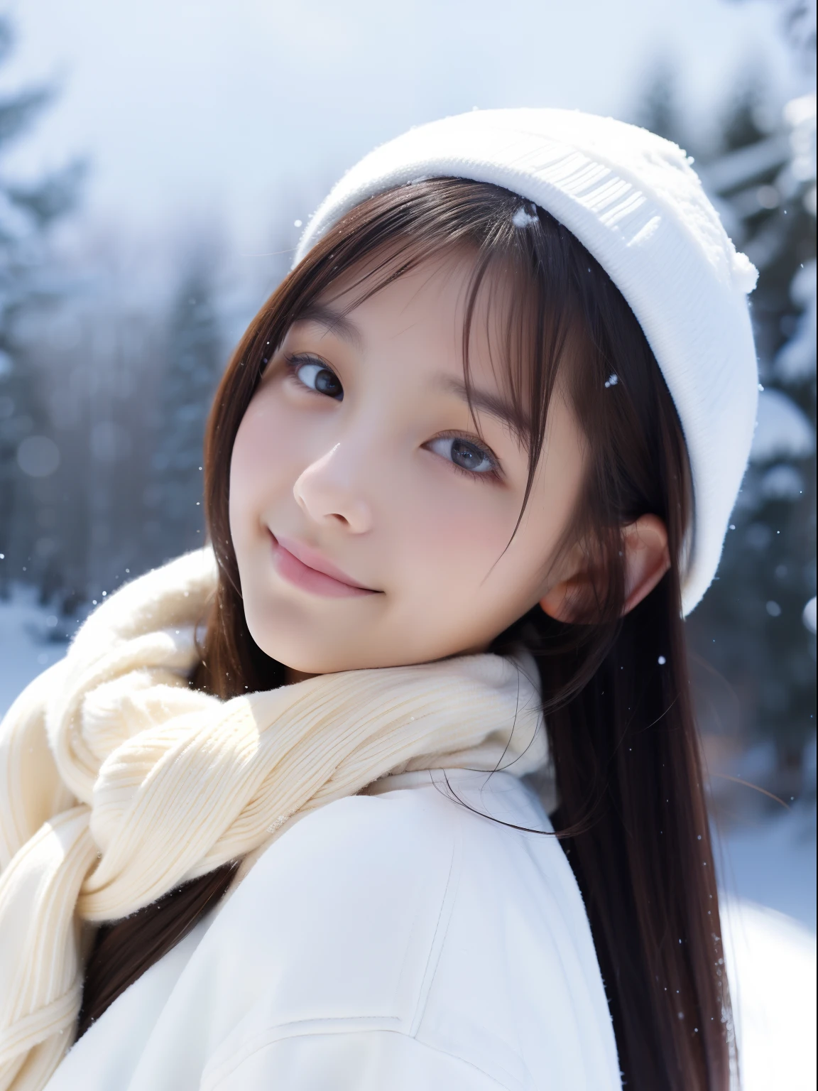 Best-quality, Masterpiece, Ultra-High-Resolution, (Photorealistic:1.4), Raw-Photo, 1girl, 12-years-old, the most famous Japanese idol, having a lot of fun at heavy-snowy-mountain, wearing winter-clothes, (extremely cute face like a most popular Japanese idol, ((extremely beautiful big-black-eyes)), extremely beautiful black-short-cut-haired), extremely beautiful long-eyelashes, extremely beautiful lips, extremely beautiful skins, extremely beautiful body wearing winter-clothes