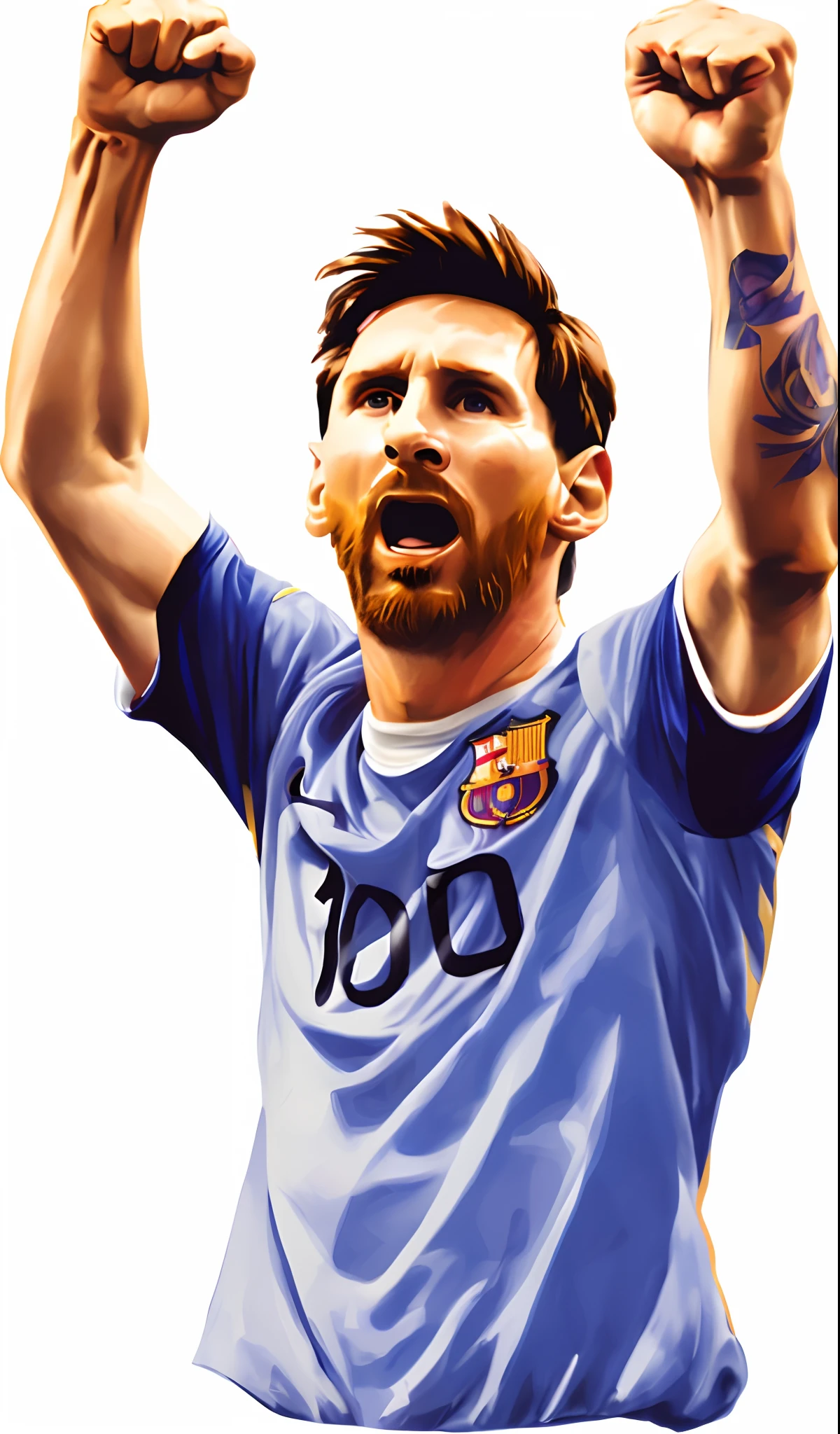 Image of Alaferd of a man with a tattoo on his arm, lionel messi portrait, Macy, lionel messi, the best ever, messi as a viking, # 1 digital paintting of all time, #1 digital paintting of all time, vectorial art, WPAP, Vibrant fan art, art of alessandro pautasso, lionel messi（Lionel Messi）As a puppet