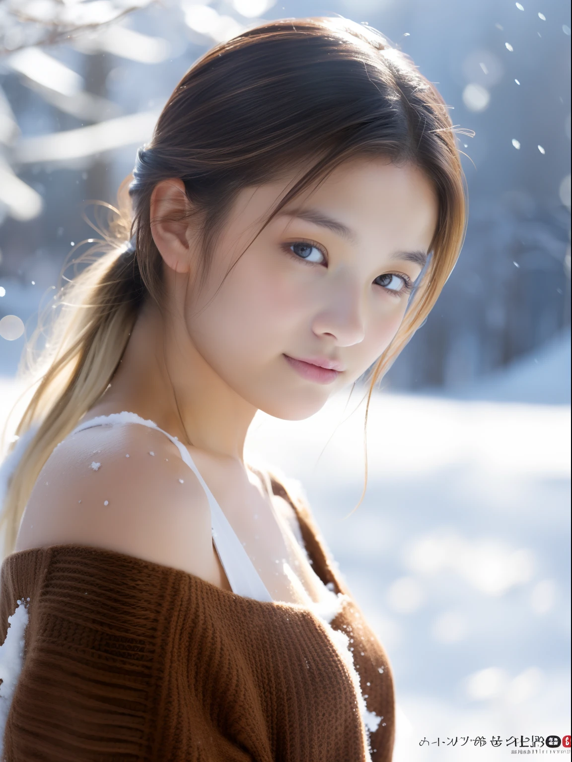 Beautuful Women、18year old 、body shot、snowscape、NSFW、nudde