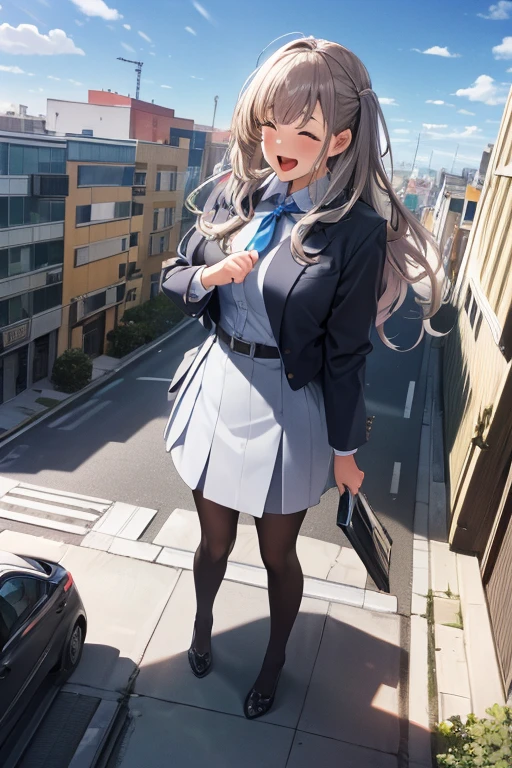 (masterpiece:1.0), (best quality, Ultra Detailed:1.3), sharp focus, full color, (natural lighting, natural shading:1.0), (Blue sky, white clouds:1.0), (full_body shot:1.3),
(1girl, solo), Huge maiden , taller than a building, Cute face, kawaii, Shiny hair, shiny skin, exposed skin, Sparkling eyes, pencil skirt, casual suit,
(Crouch:0.0), (loud laughter:1.4), Cramped, cityscape, (destruction:1.0), people, car,
Giantess, gts, (Rampage:0.0),