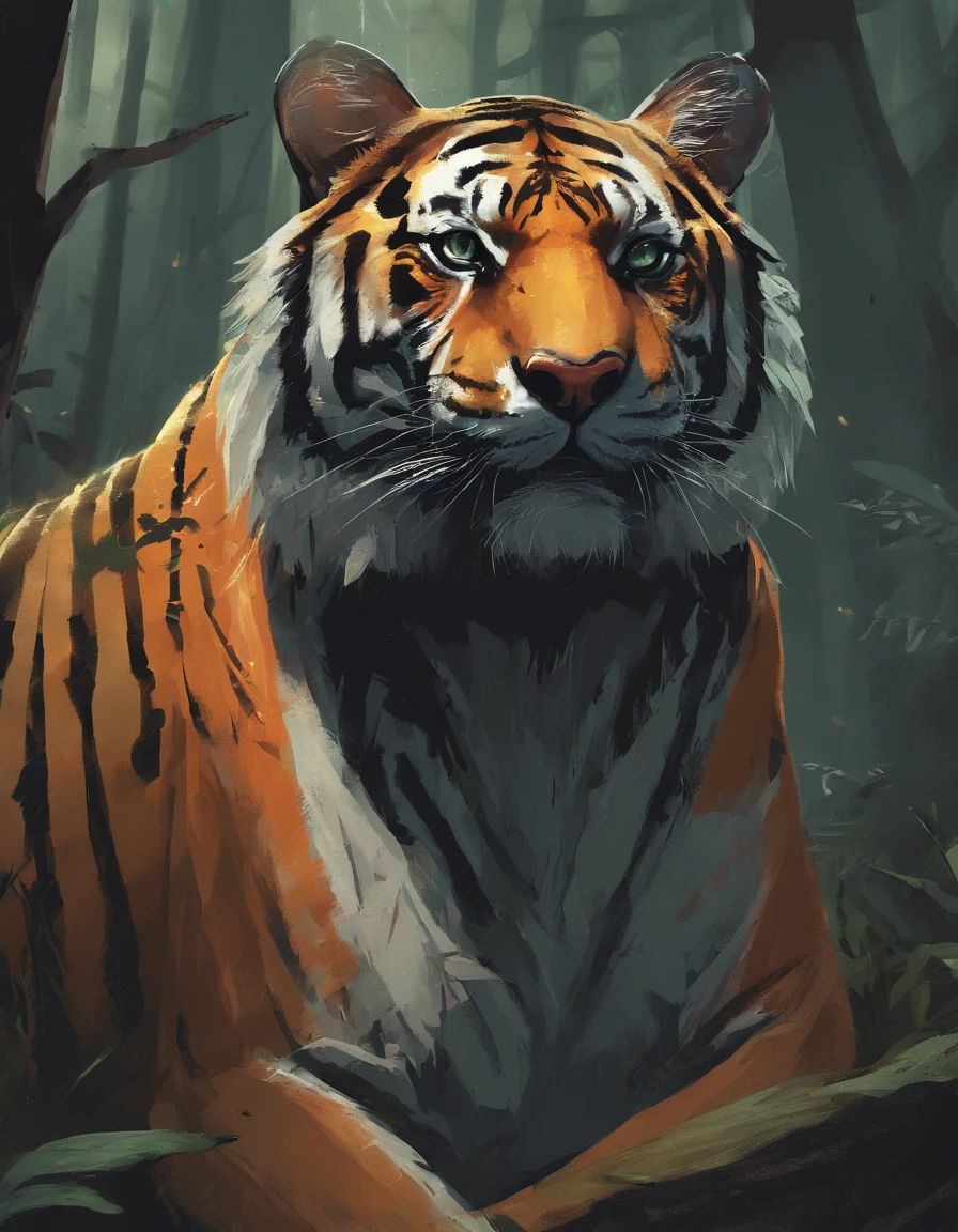 a tiger，the woods