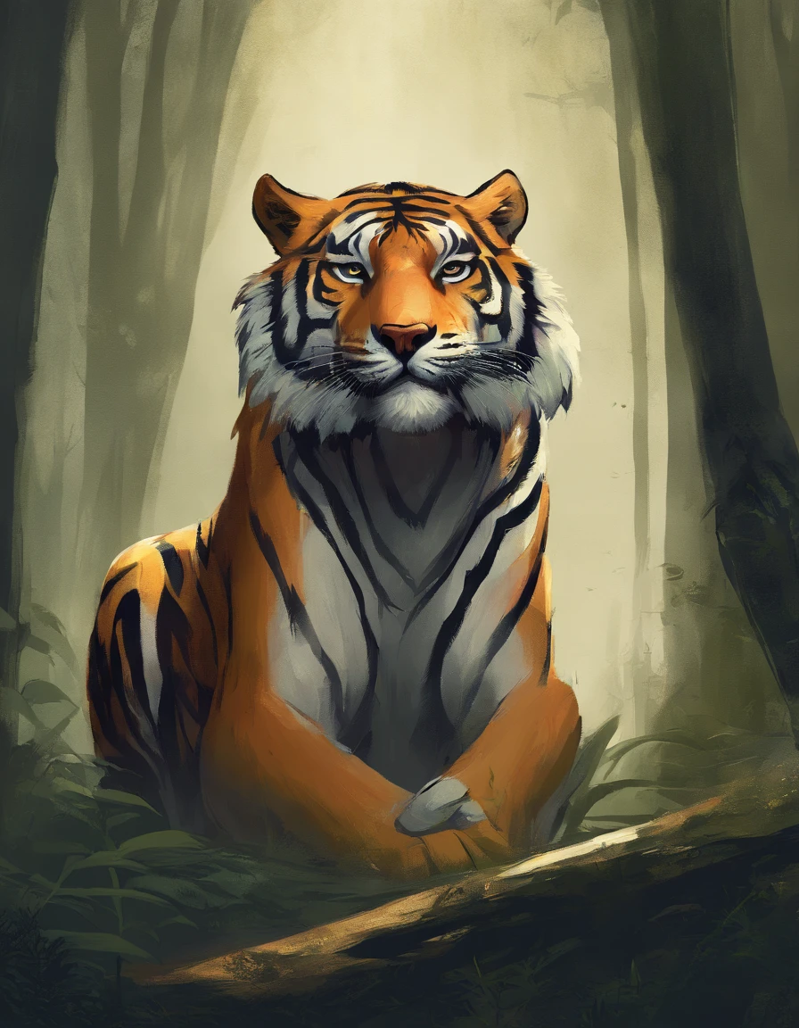 a tiger，the woods