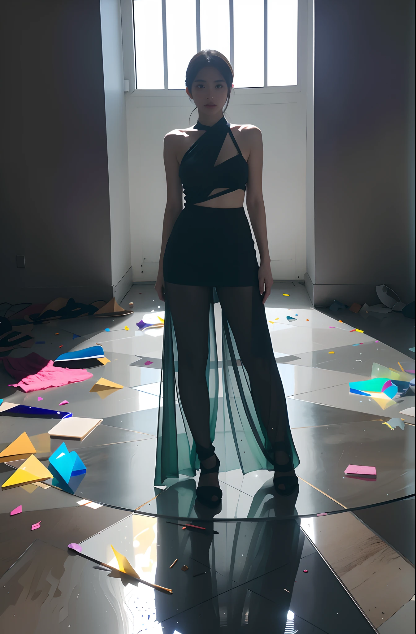 Glass shards,Colorful light and shadow,Design support garments,Detailing facial details