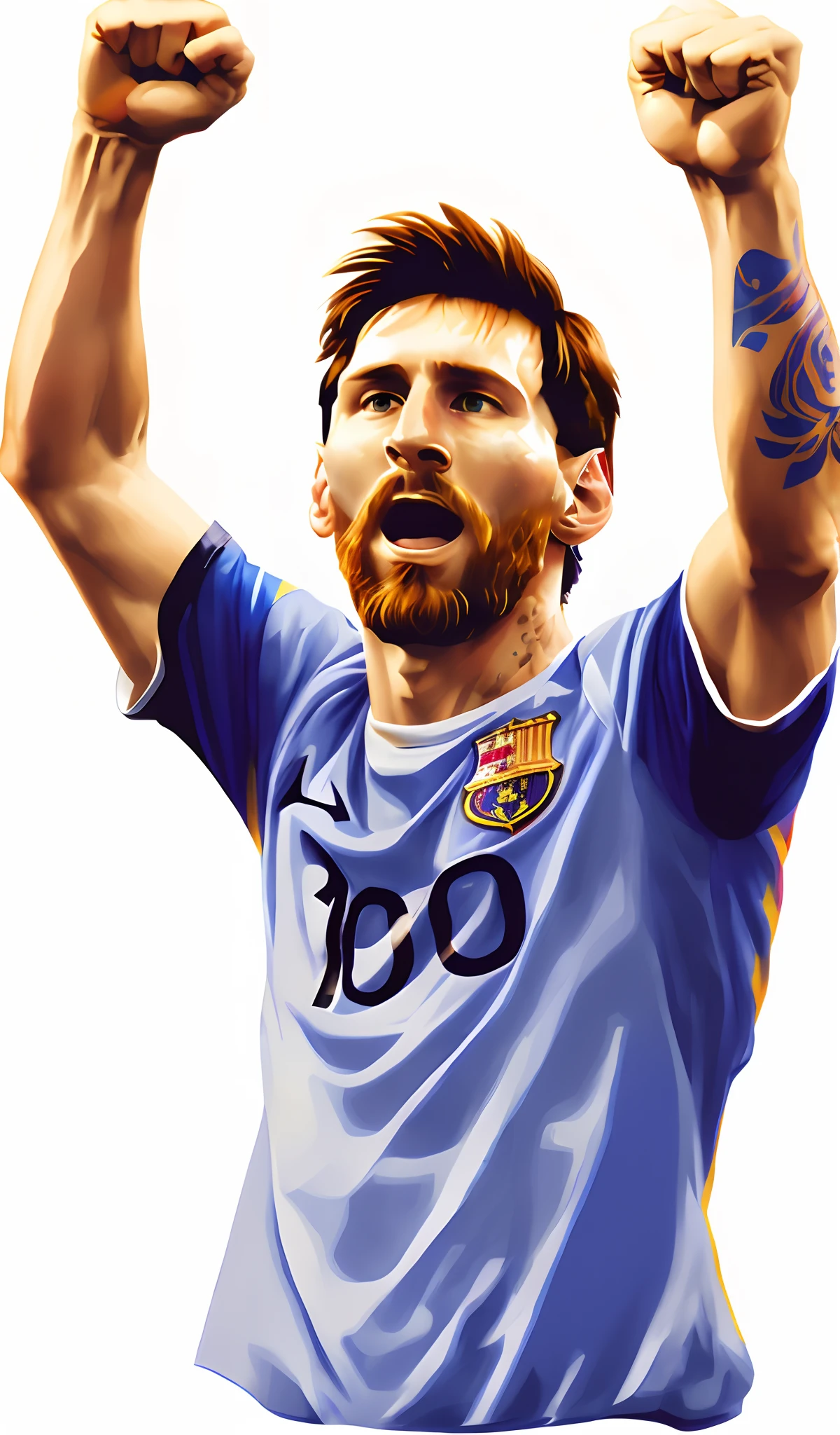 Aravert(Aravert)The image of a man with his arms up, lionel messi portrait, Macy, lionel messi, the best ever, messi as a viking, # 1 digital paintting of all time, #1 digital paintting of all time, , WPAP, Vibrant fan art, art of alessandro pautasso, lionel messi(lionel messi),Detail optimization