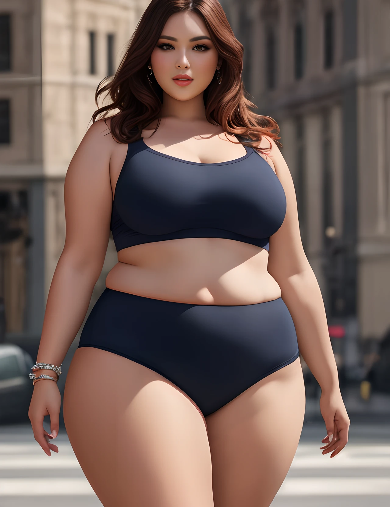 Totally gorgeous woman plus size, with background high definition HD realism 16k.