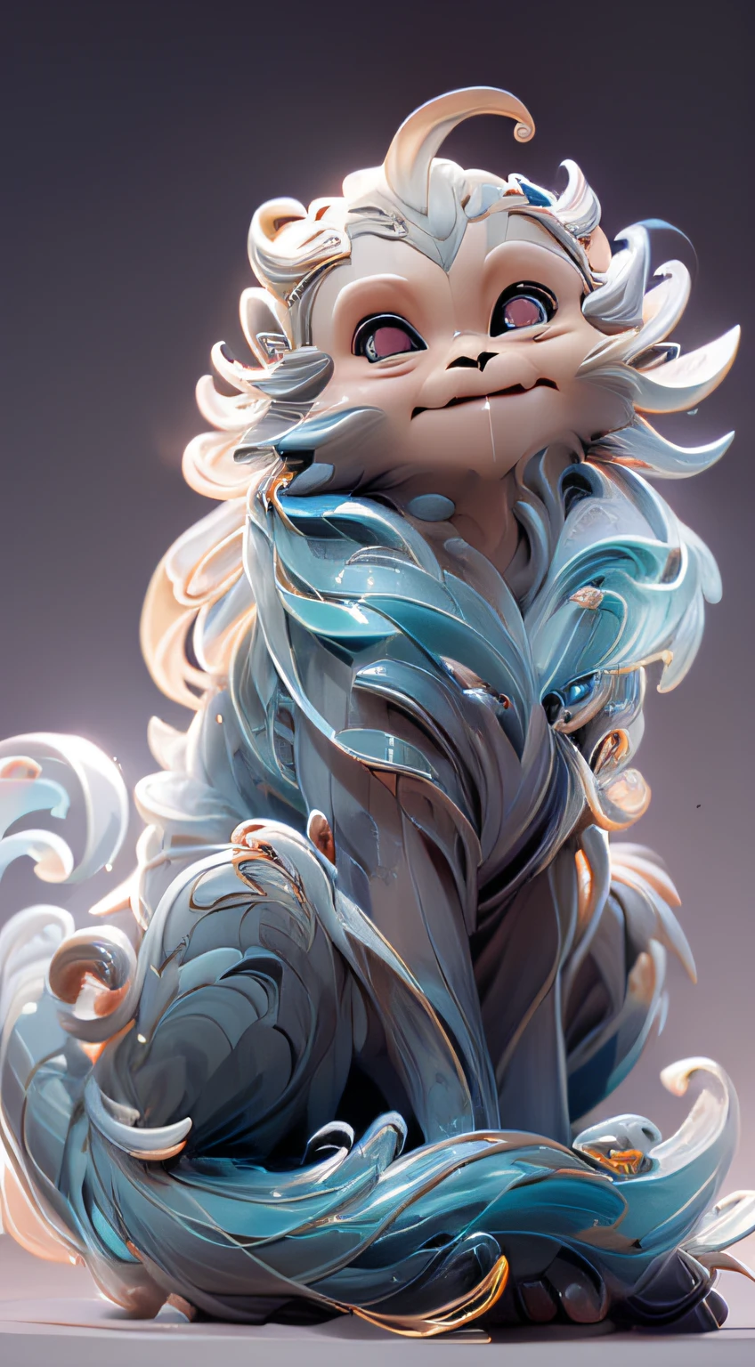 The shape of a monkey，clean backdrop，Dreamy colors，Transparent statue，florals，Big eyes，buff，Clear eyes，tmasterpiece，（best qualtiy：1.3）， full bodyesbian，A monkey，Long tail，