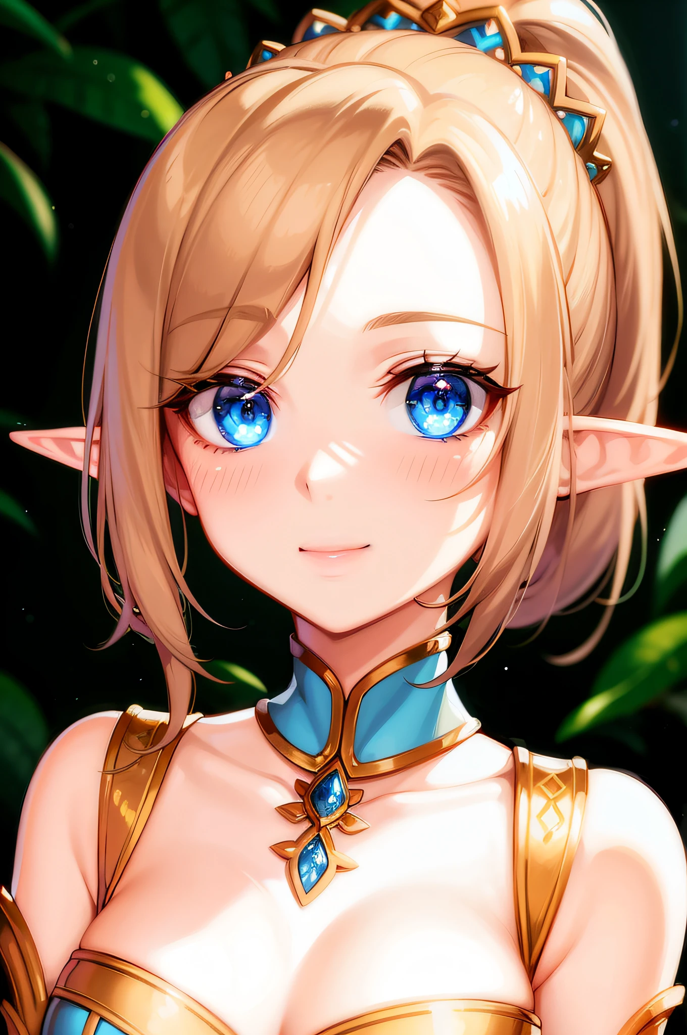 (highest quality:1.2, 4K, 8k, Studio Anime, Very detailed, Latest, Vibrant, High detail, High Contrast, masterpiece:1.2, highest quality, Best aesthetics), (1 girl), Color Connection, Colored, Vibrant color scheme, colorful, Spot colors, (Portraiture, Face Focus), Sensual, Elf Woman:1.2, In the woods, Sitting on a stump, (Big Tits 1.2), female curvy beauty, Green Dress, Off the shoulder, Choker of Hearts, Gold decoration, (Captivating woman), (smile:1.2), エルフとWind Spirit, Wind Spirit, Spirit Feather, Falling petals.