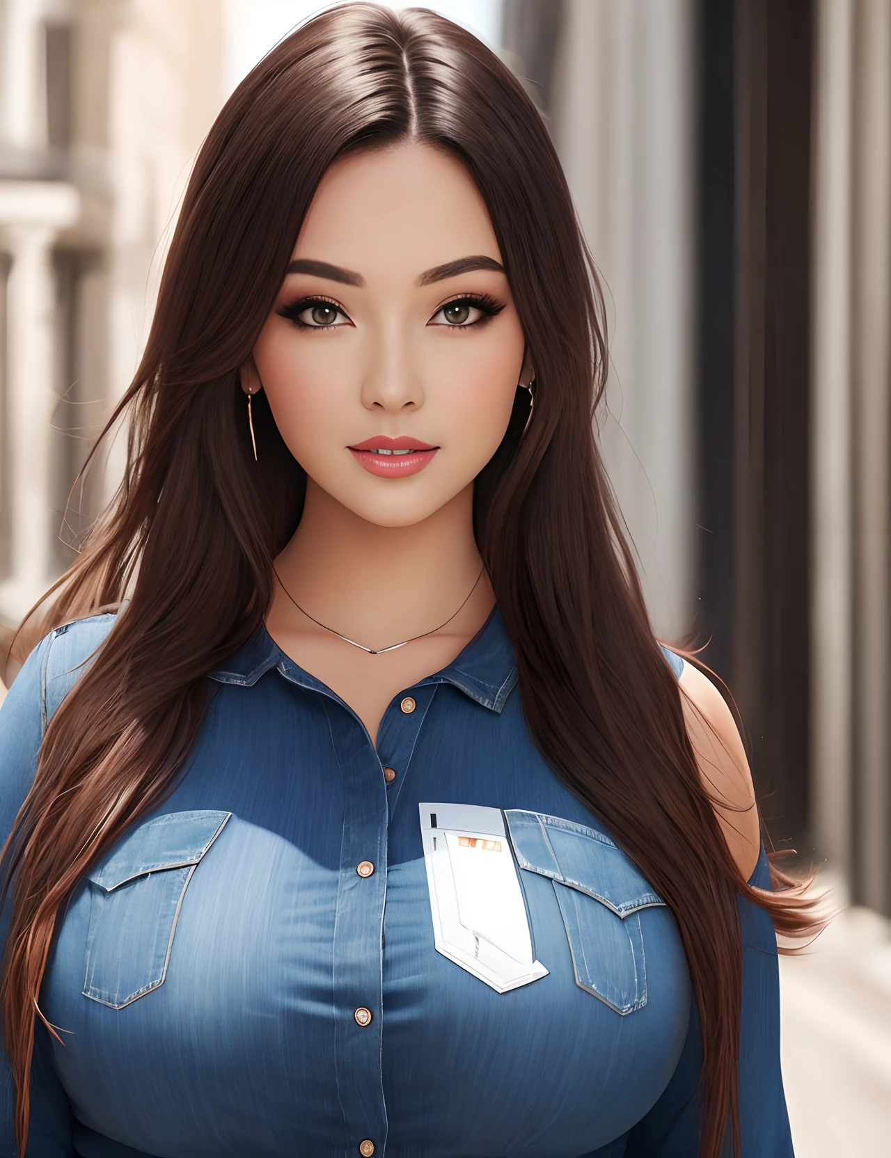 ((Best Quality, 8K, Masterpiece: 1.3)), Pretty, young woman, smooth skin, big breast