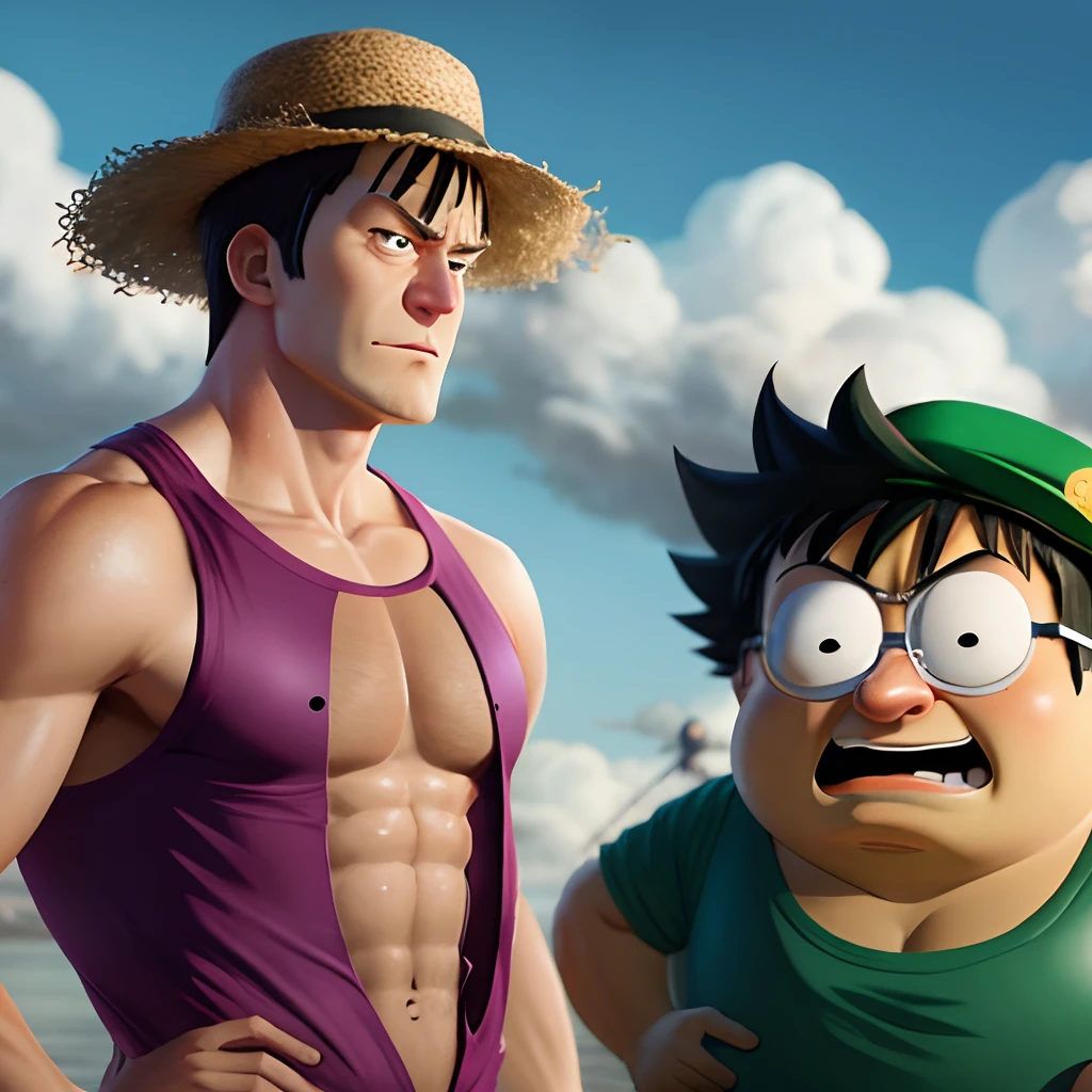 Peter Griffin in the One Piece world, wearing Luffy’s hat