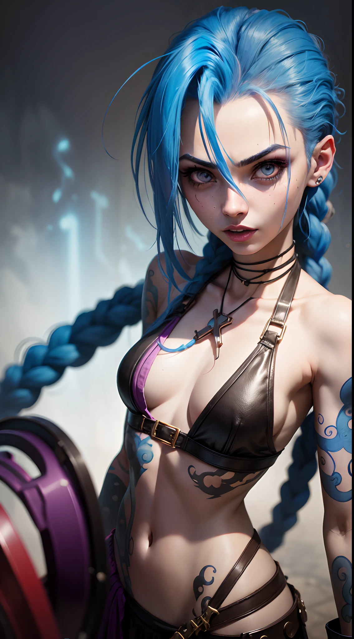 Jinx, Arcane, crazy, close up photograph