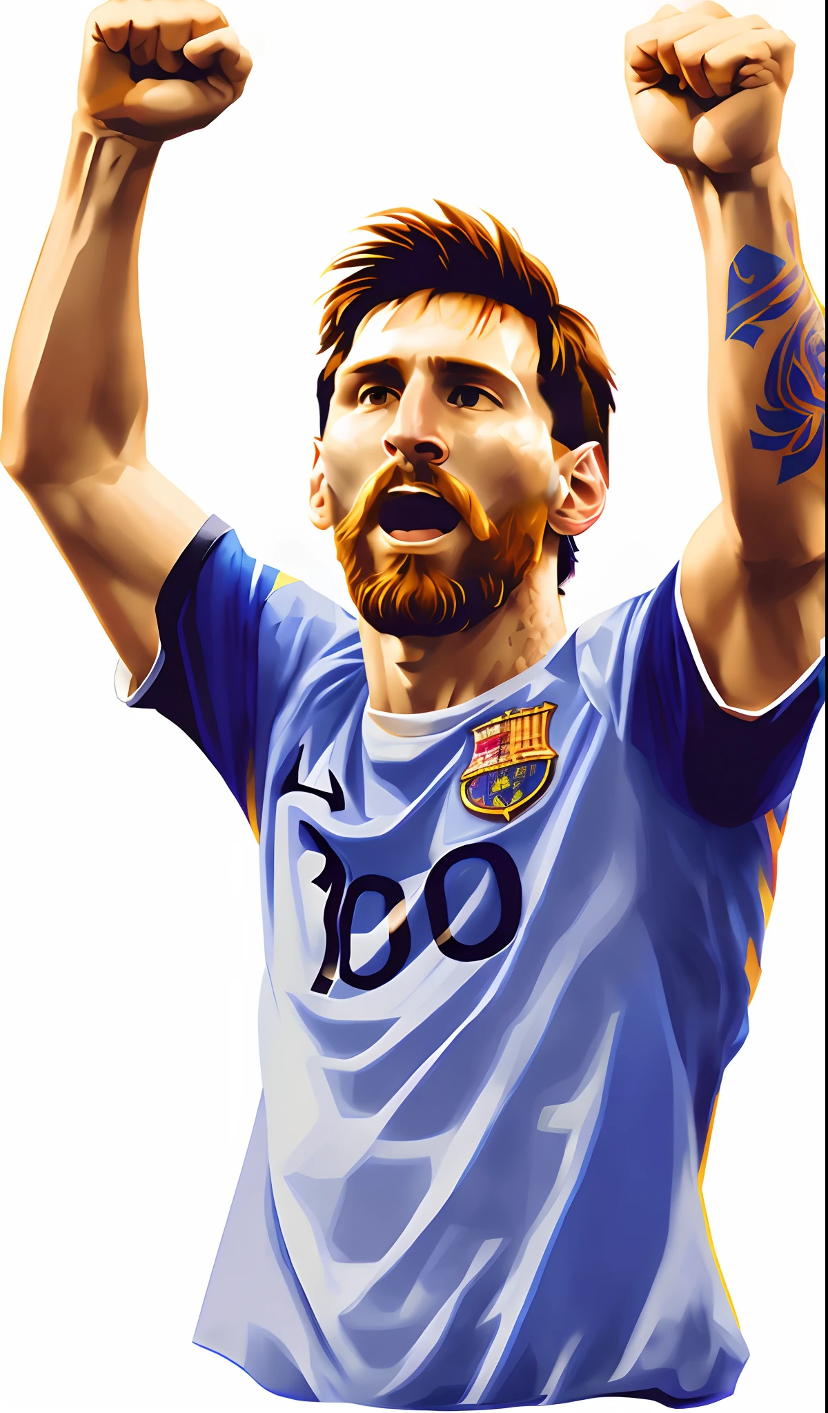 Aravert(Aravert)Image of a man with arms raised, lionel messi portrait, Macy, lionel messi, the best ever, messi as a viking, # 1 digital paintting of all time, #1 digital paintting of all time, , WPAP, Vibrant fan art, art of alessandro pautasso, lionel messi(lionel messi),Detail optimization