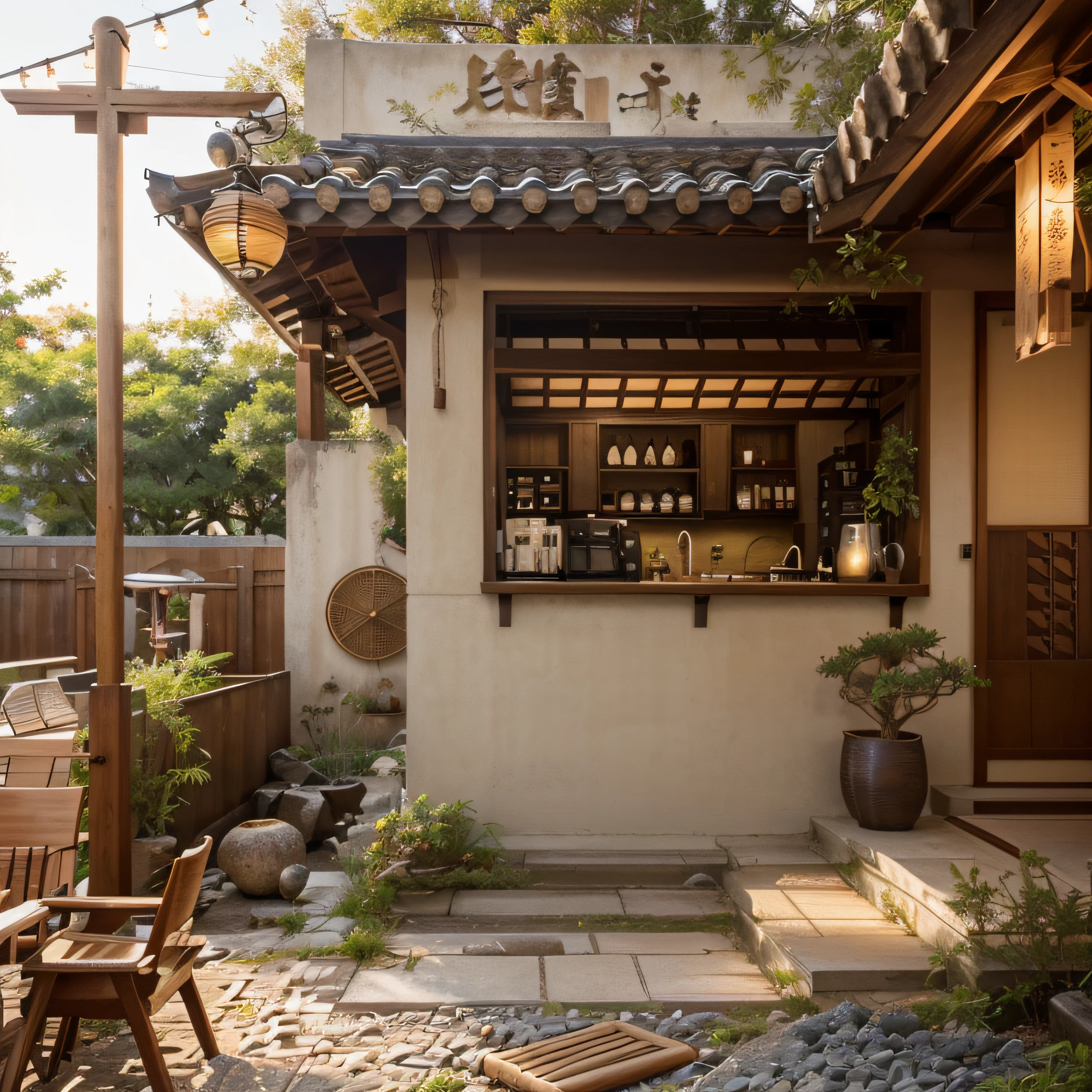 A Japanese-style café typically exudes a subtle, nature-infused charm, emphasizing tranquility and aesthetics. Patrons often revel in a cozy, sophisticated, and creatively crafted space. The exterior usually boasts simple architecture with gentle colors, natural light, and small gardens, evoking a closeness to nature. Inside, the fusion of minimalism and refined beauty, using natural materials like wood, stone, bamboo, and cotton fabric, creates a warm and elegant ambiance. The interior space is meticulously adorned with small details like wall-hung paintings, decorative motifs, and lanterns, fostering a serene and contemplative atmosphere. The beverages offered are diverse and of high quality, ranging from traditional coffee to specialty teas. Often, Japanese desserts like mochi, dorayaki, or taiyaki complement the drinks, providing a sweet ending to the experience. This space isn't just for enjoying beverages; it's also a haven for serenity, relaxation, and an appreciation of Japanese culture and art.