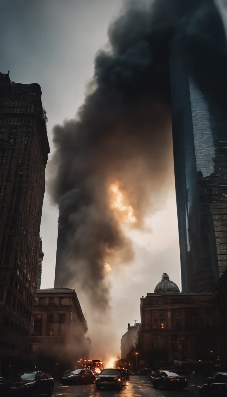 If the plane2Crashed into one tower、Smoke rises。9.11 Terrorism