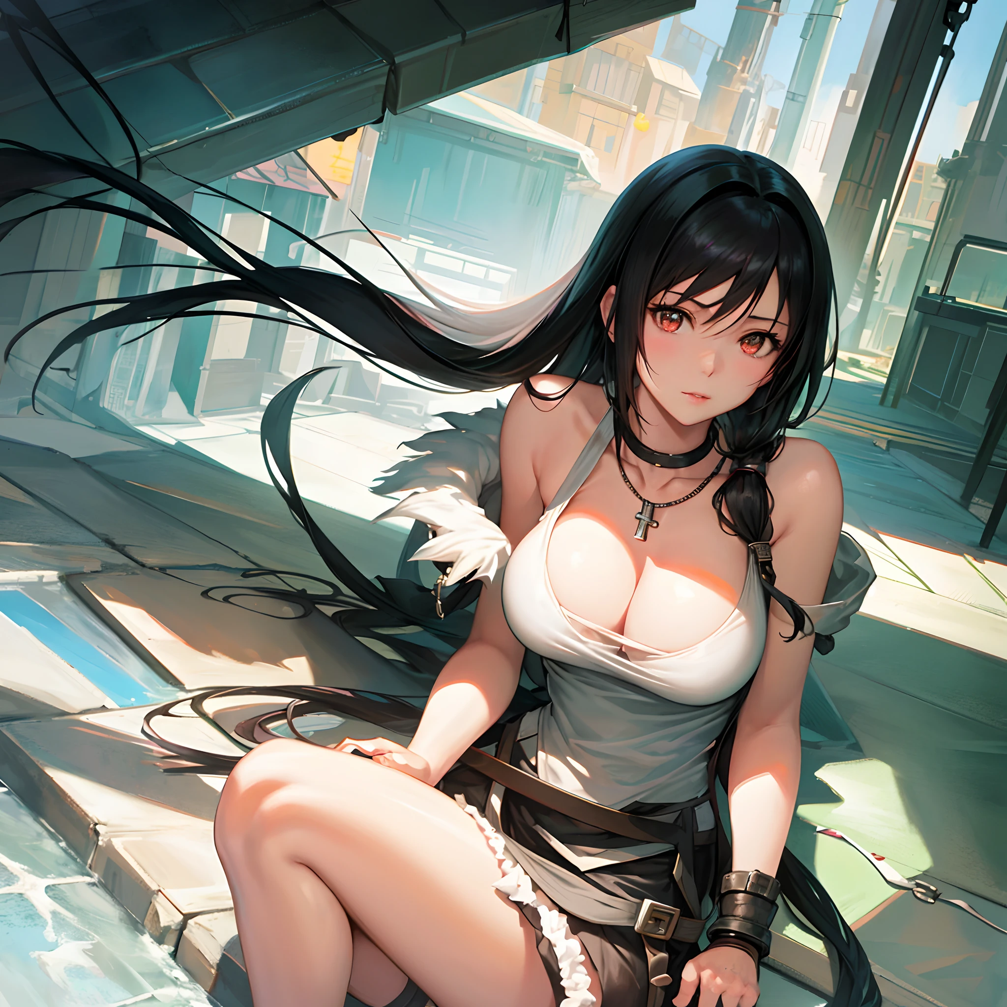 Wrap a chain around your neck、Real girl with a necklace around her neck, Seductive Anime Girl, Mesmerizing portrait Tifa Lockhart, Beautiful seductive anime woman, by Yang J, trend in cgstation, Tifa Lockhart, ArtGerm. Anime Illustration, tifa lockhart portrait, very detailed Artgerm, Detailed Digital Anime Art, Tifa, tifa lockhart portrait