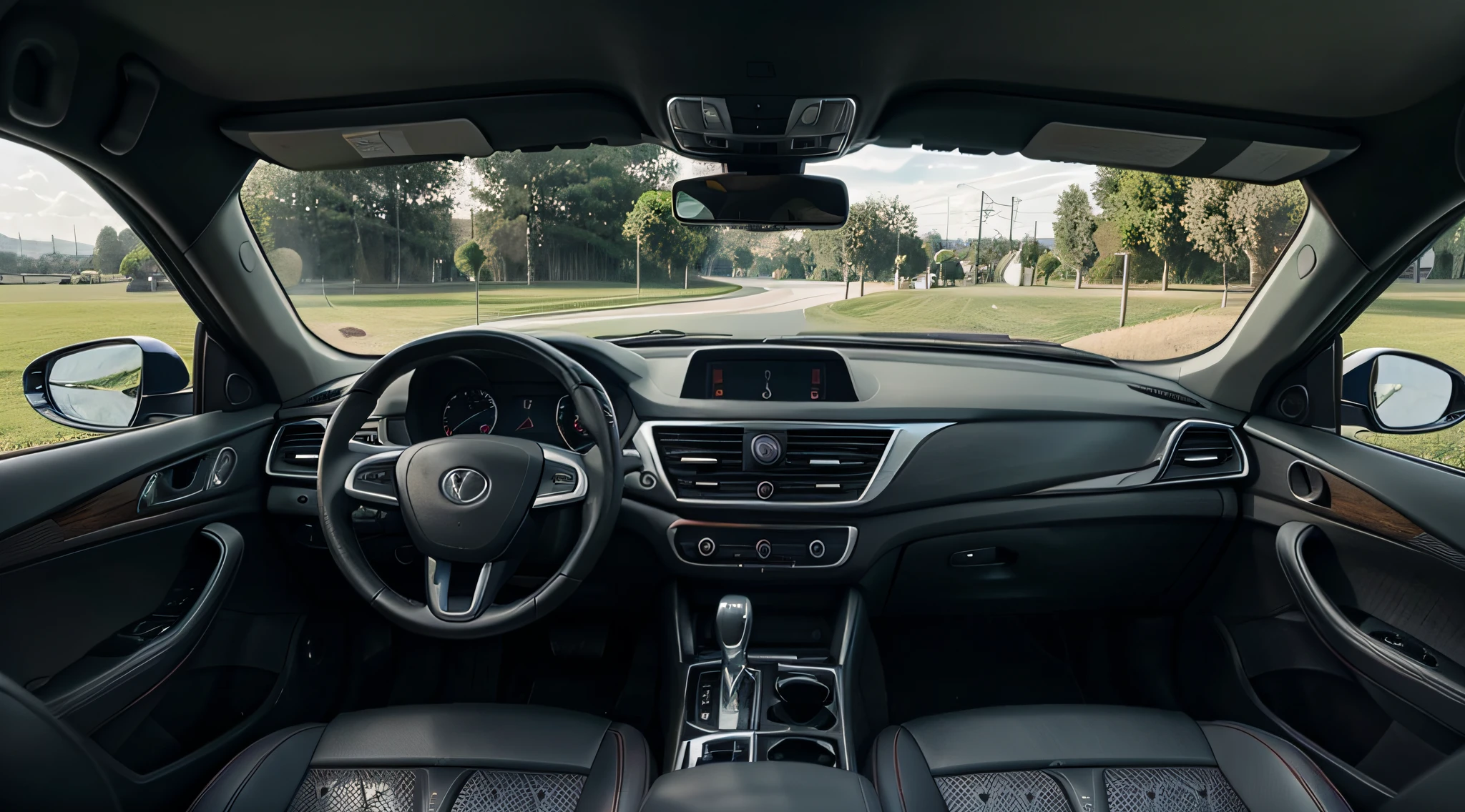 Inside the car, first person view