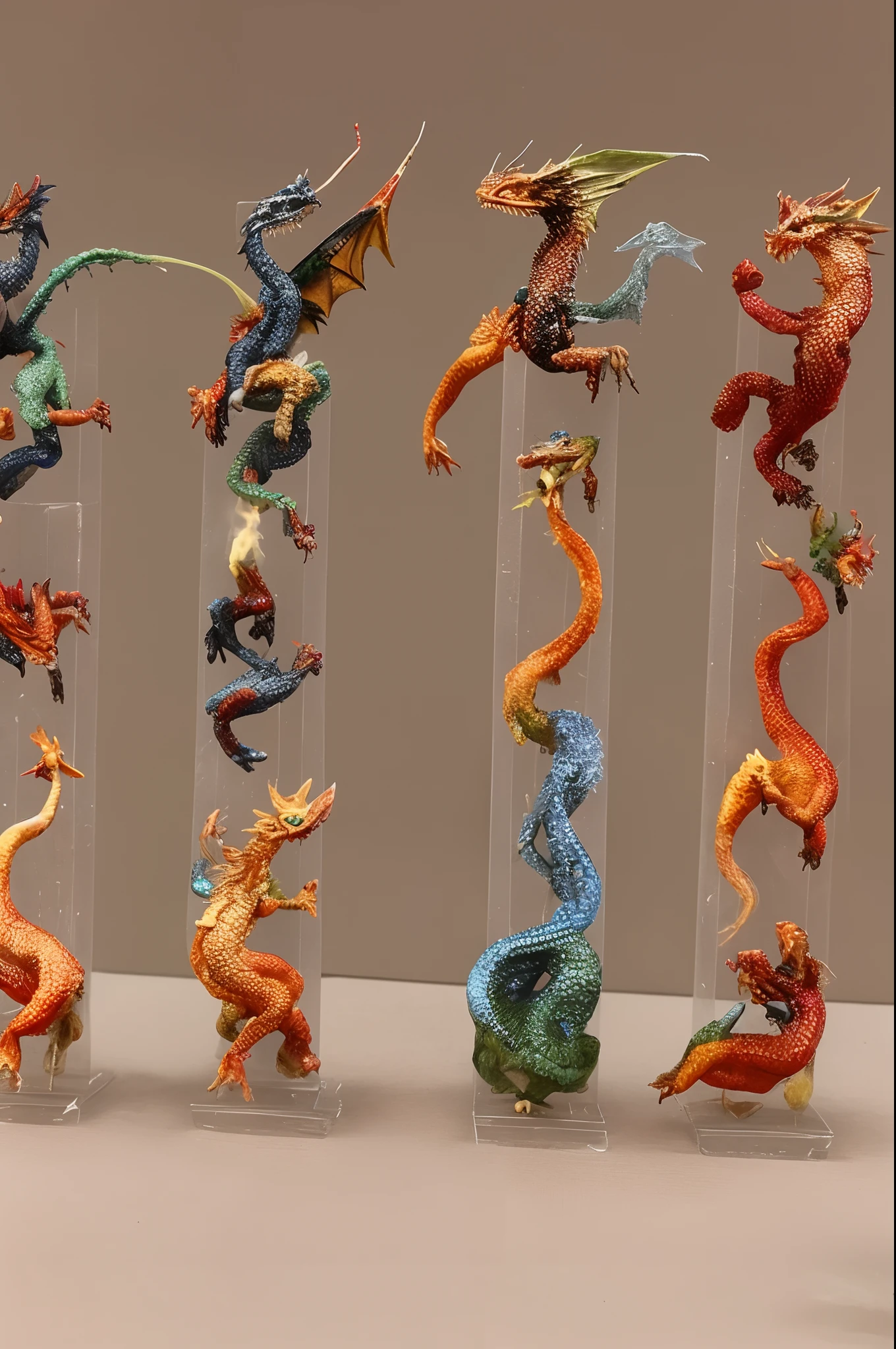 In the transparent box are several small figures holding fire dragons