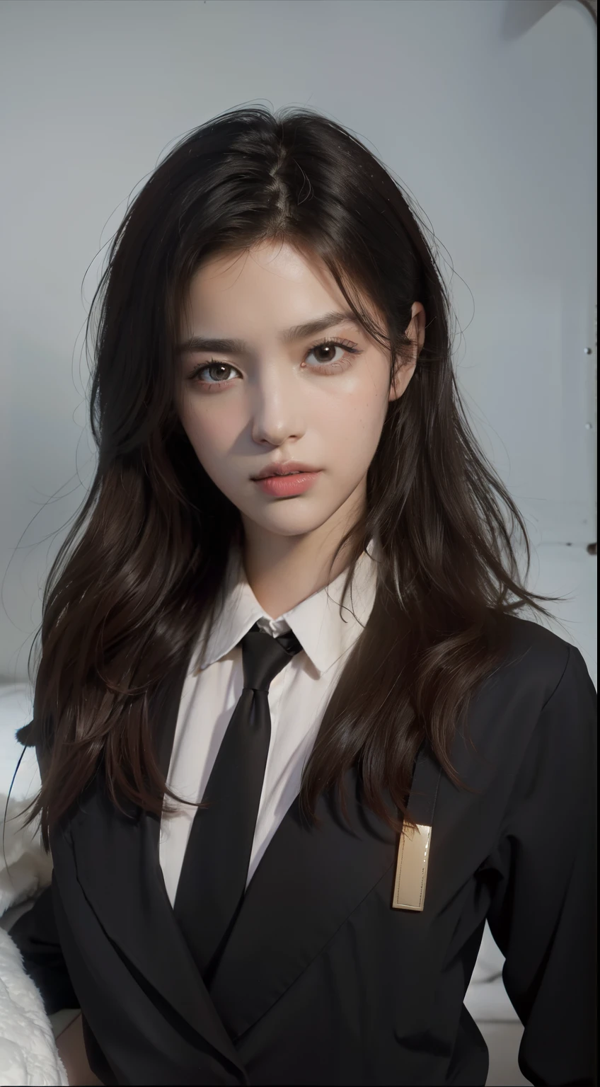 Best quality, masterpiece, ultra high res, (photorealistic:1.5), raw photo, 1girl, offshoulder, in the dark, deep shadow, low key, cold light, sexy look, short hair