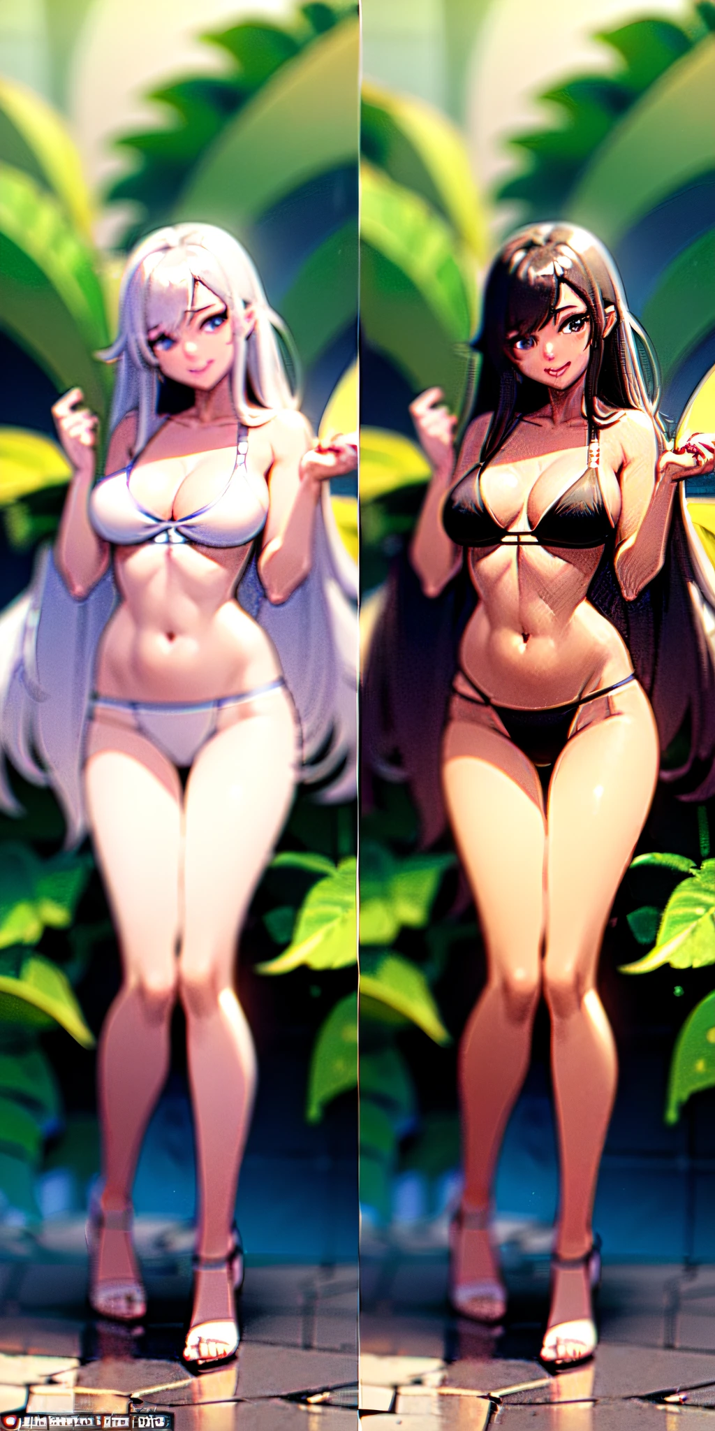 (((professional: step by step, final result god level))): " Full body view, (masterpiece, best quality, 1girl, 30% bikini, tilted head, friendly smile, sexy pose, natural light from left , near a cenote, Intricate details, Canon EOS R50 camera with Canon R50 RF-S 50mm IS STM lens"