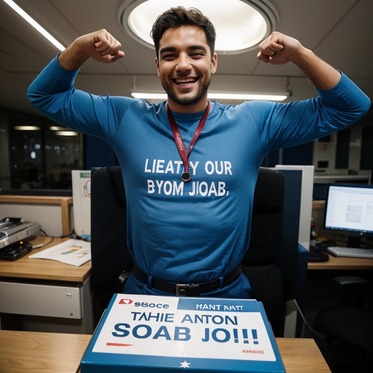 Man celebrating that he has landed his dream job