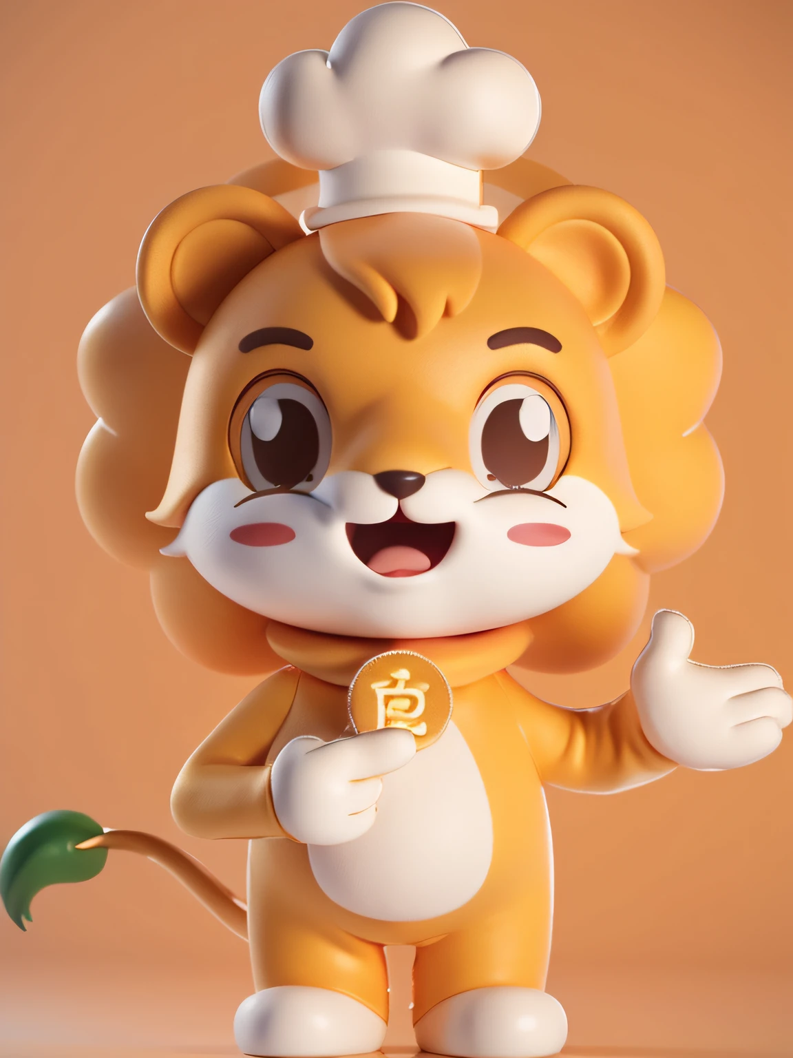 Cartoon lion boss in a hat, Cute lion, Lion mascot, Lion in chef's hat, Cute cartoon character, 3D full body lion,oc rendered
