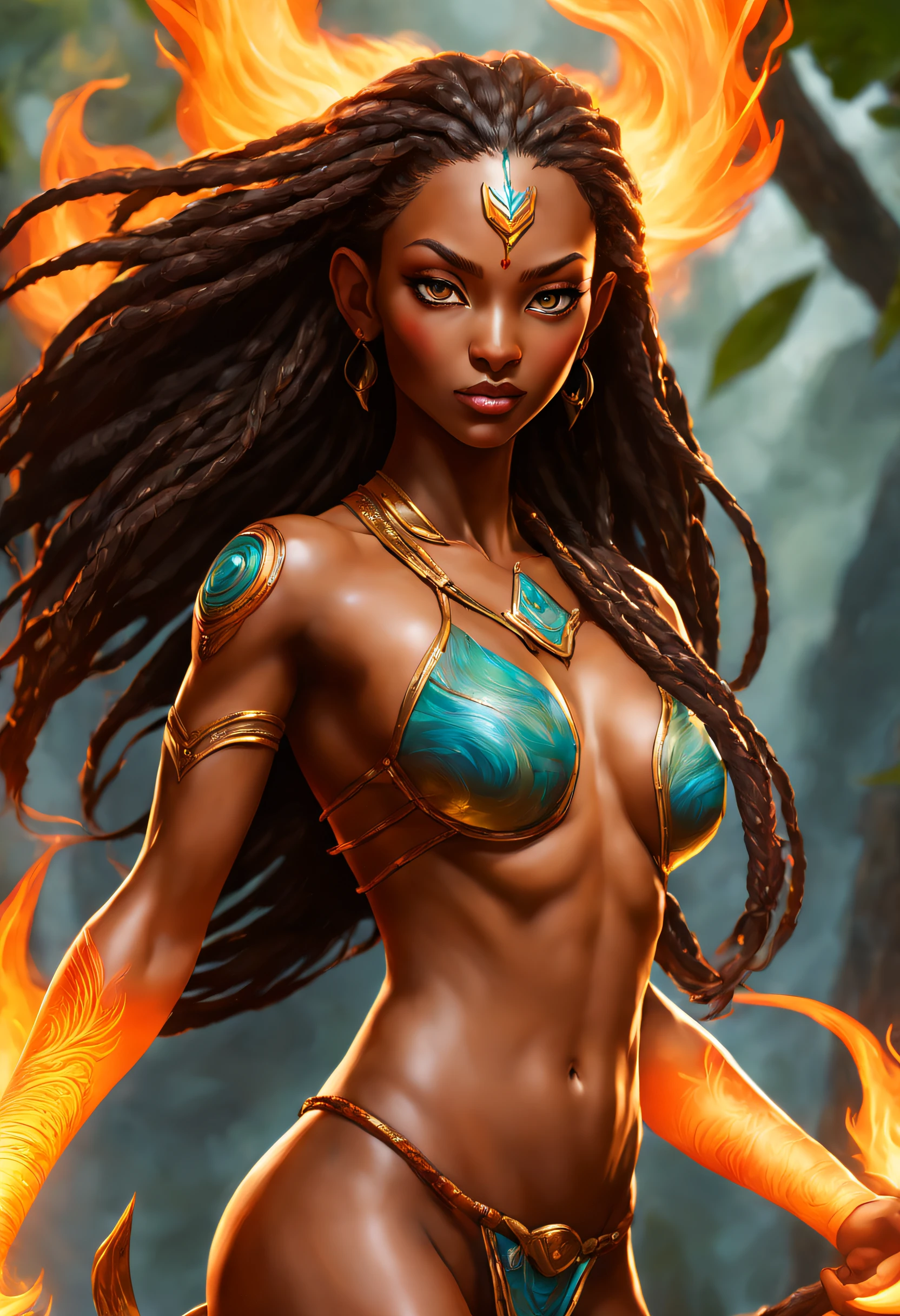 Experience the raw power of Avatar Kora as she stands in her natural state, her nude body a reflection of her inner strength and determination, her eyes blazing with fire and her skin pulsing with earth