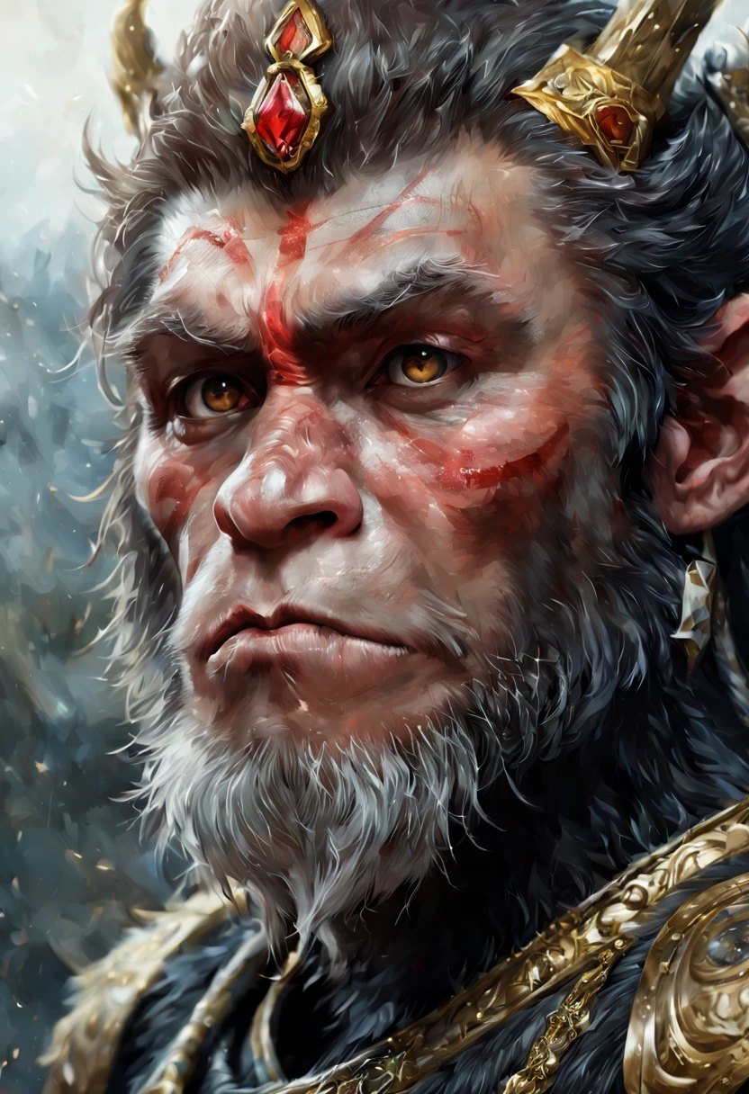 portrait of (Monkey King) from [Dota], wukong, epic, tragic, fantasy, hd shot, digital portrait, beautiful, artstation, comic style, by artgerm, guy denning, jakub rozalski, magali villeneuve and charlie bowater  RTX, 4k, Gabriele Dell'otto,
AI Midjourney style