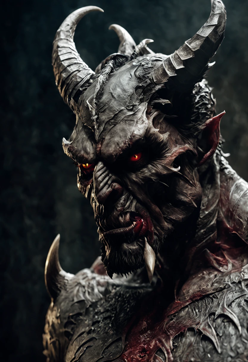 portrait photo shot of a demon made of paper, sharp horns, veins, muscles, transparent skin, black blood, nightmare creature, dangerous mutant, intricate, high details, doom, devil, RTX, 4k, Gabriele Dell'otto,
AI Midjourney style