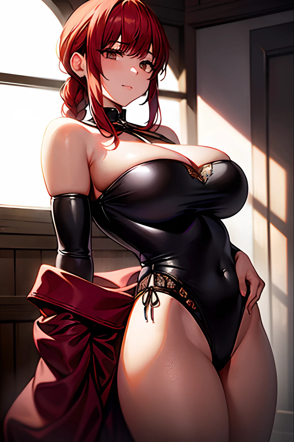 top-quality、masterpiece、illustratio、extremely delicate and beautiful、ighly detailed、nffsw、Unity、8k wallpaper、astonishing、finely detail、Official art、absurderes、incredibly absurdness、huge filesize、ultra-detailliert、hight resolution、realisitic、Photorealsitic、(1girl in:1.2)、Makima\(chain saw man\)、red hairs、Huge breasts I don't wear clothes