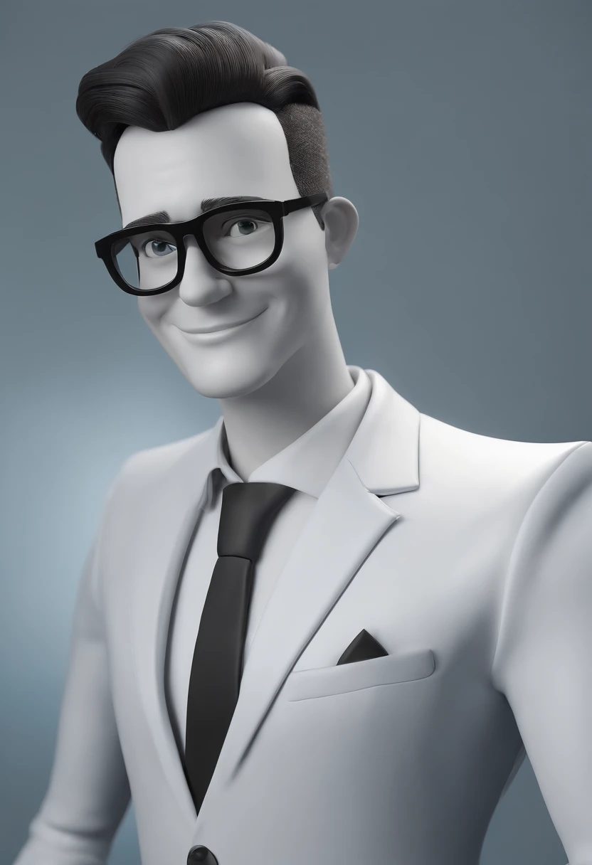 Cartoon character of a man wearing black glasses and a blue suit, an animated character, Stylized character, animation style rendering, 3D stylized, Arnold Maya render, 3 d render stylized, toon render keyshot, 3D Character, 3D Character, 3d rendering stylized, 3 d character render, cartoon character, Character close up, Character pose, (Pixar Style) (master part:1.2) (Bokeh) (best quality) (detailed skin) (detailed texture) (8k) (clay) (Cinematic lighting) (sharp focus)