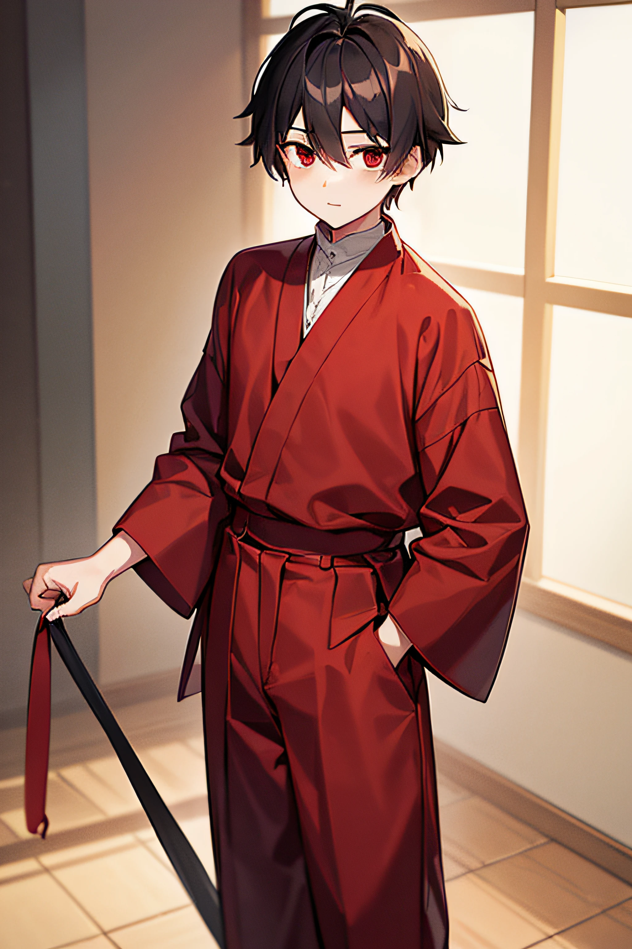 Drawing of a boy with red eyes,Wide pants, Kamimei