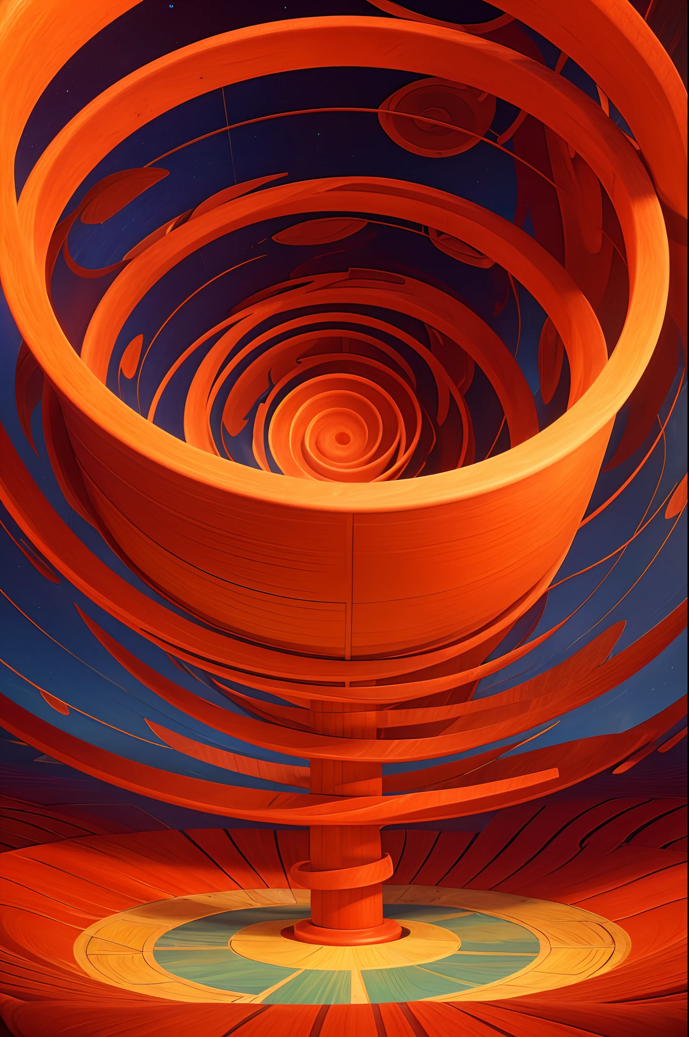 An abstract masterpiece with a red color palette. The focal point of the artwork is a large propeller-shaped spiral that occupies the center of the canvas. The spiral consists of intricate patterns that radiate outwards, creating a mesmerizing visual effect. The propeller is designed with a vibrant shade of red, giving it a dynamic and energetic feel. The surrounding space is filled with smaller spirals and patterns, adding depth and complexity to the composition. The overall image quality is of the highest standard, with a resolution of 4k or 8k. The colors are vivid and vibrant, enhancing the abstract nature of the artwork. The lighting is carefully set to highlight the details and create a sense of depth.