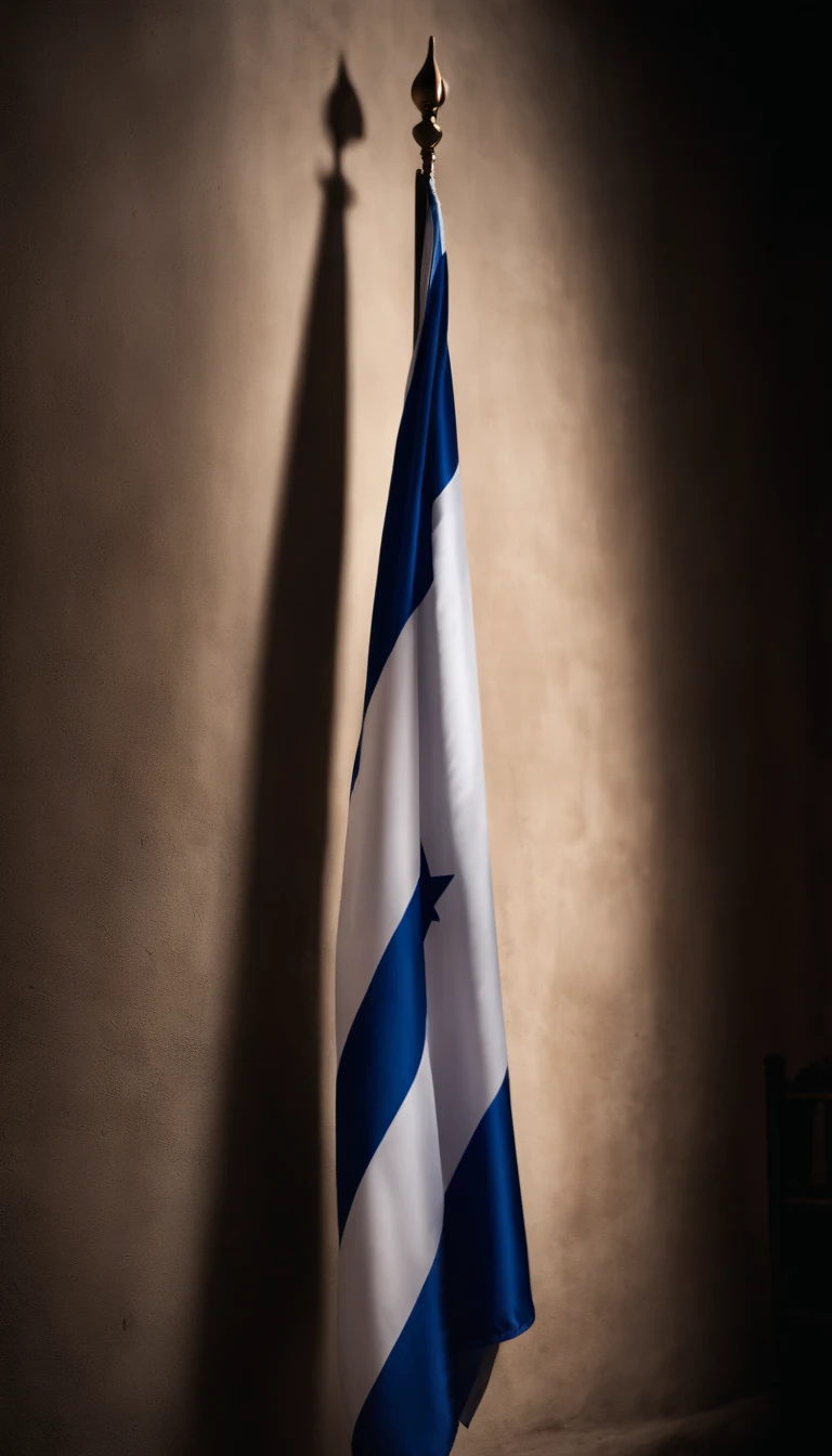 Flag of Israel in the dark