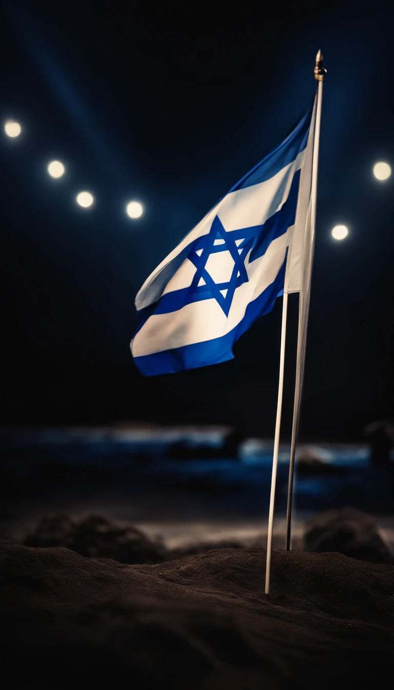 Flag of Israel in the Dark