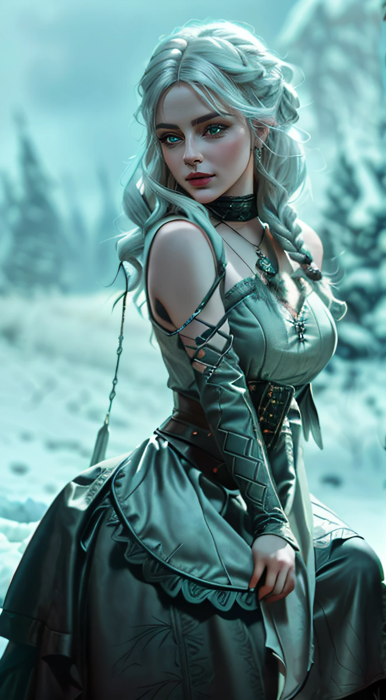 fully detailed face of ciri from the withcher