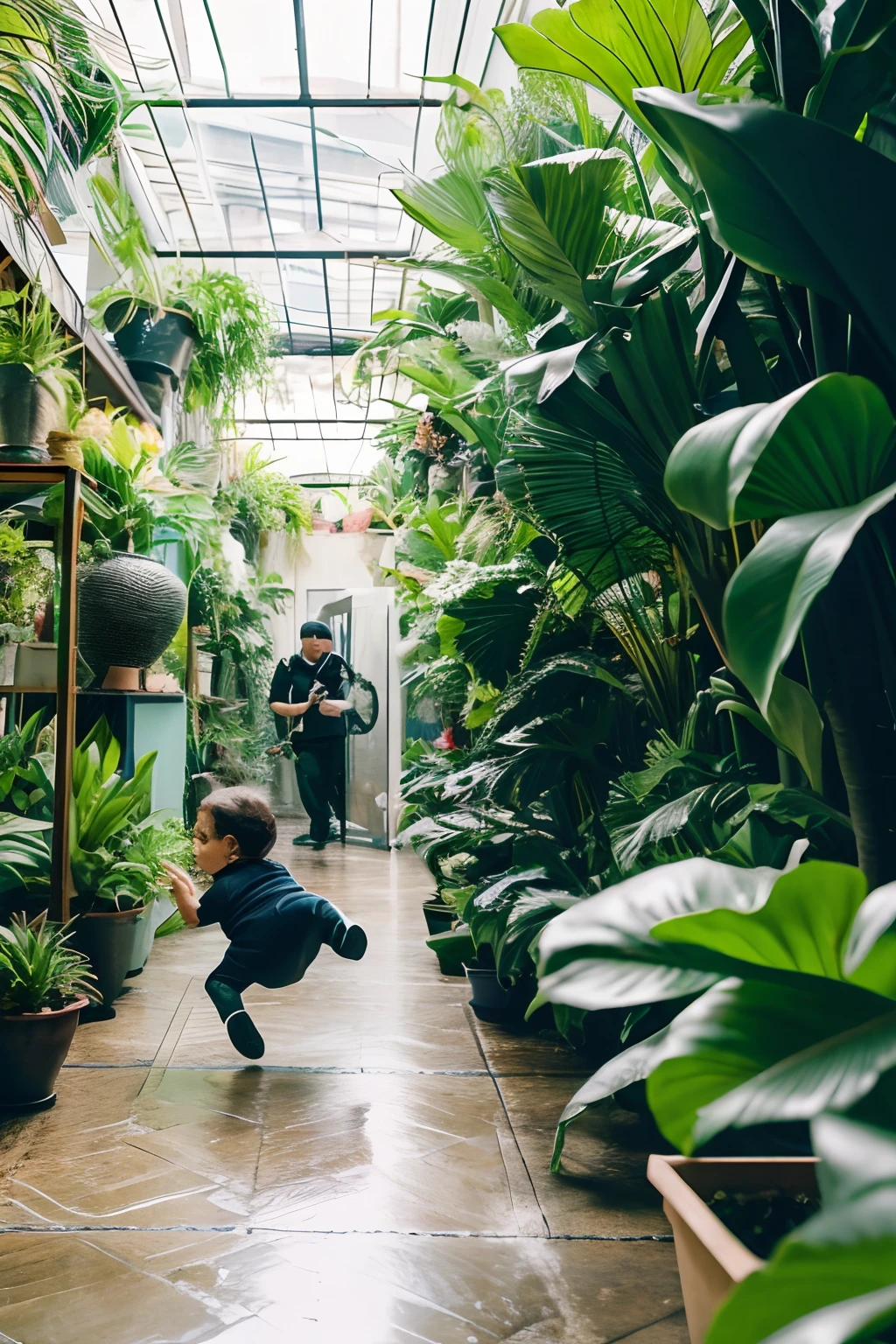 Houseplants being chased by police