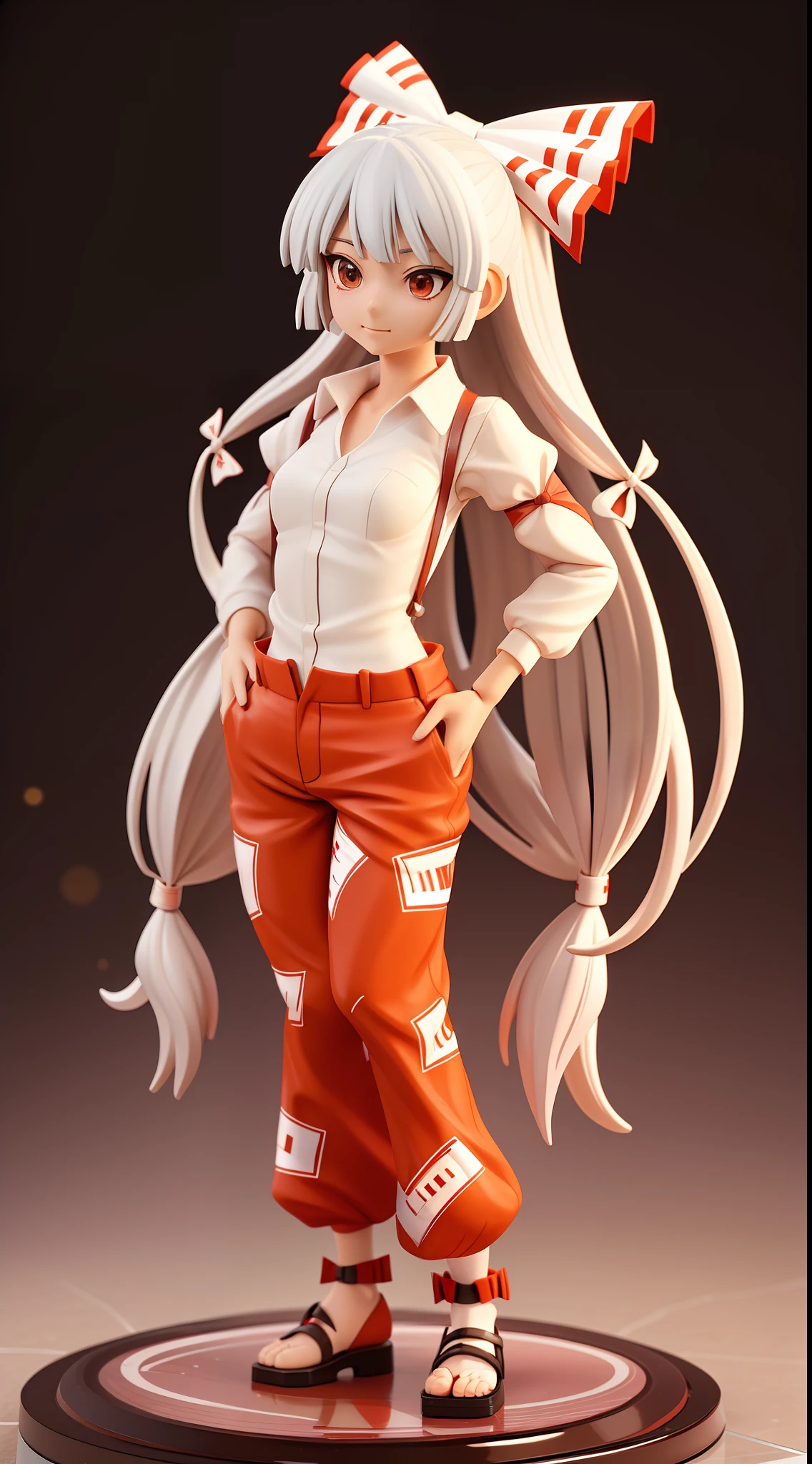 1girl, km, (Fujiwara no Mokou:1.2), (full bodyesbian), Bokeh background, ((figurine))