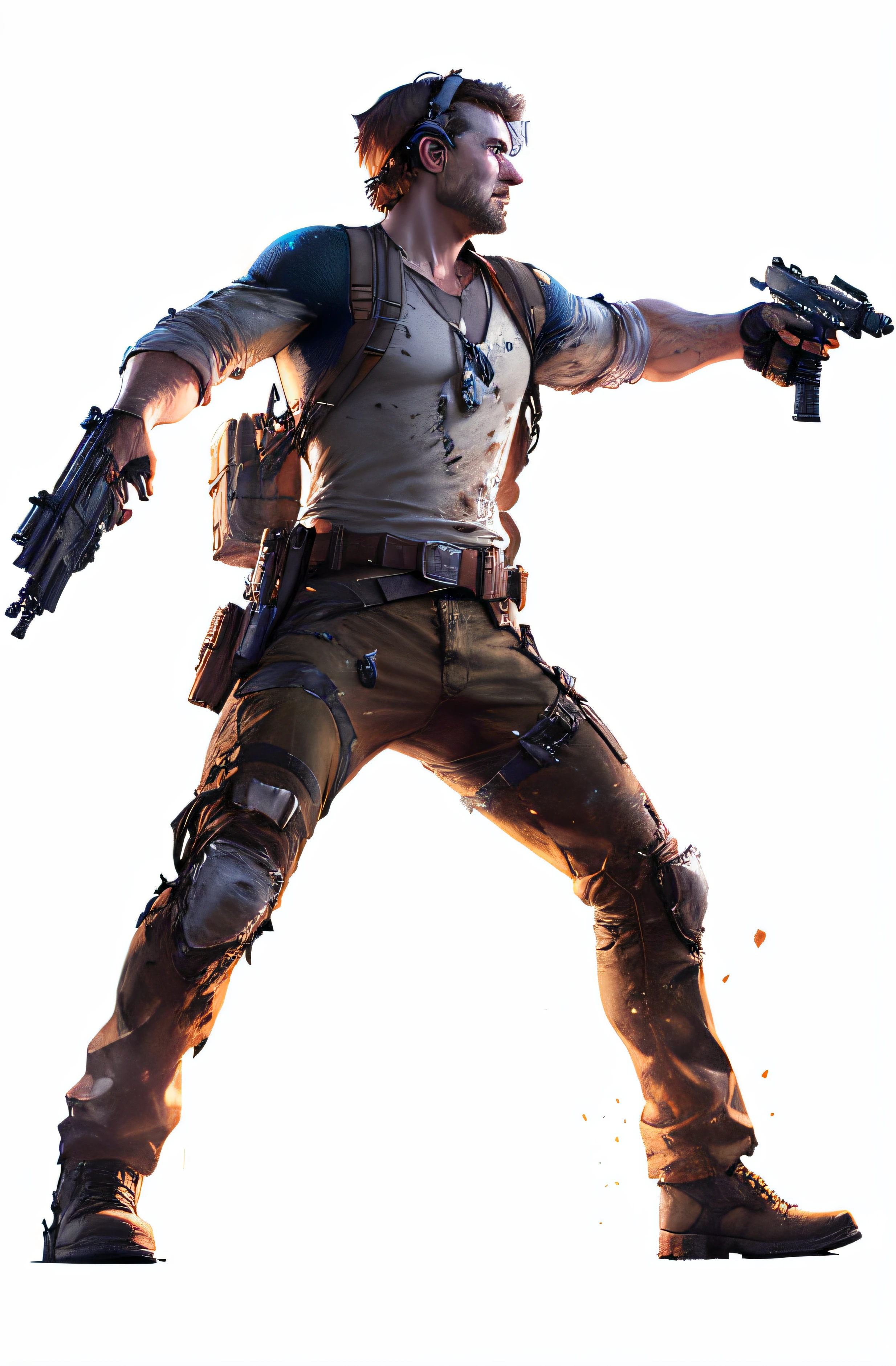 (A man with a gun, craig mullins style, inspired by Craig Mullins, epic digital art illustration, Jason Solo, Rendered naughty dogs, detailed game art illustration, key art, Craig Mullins(Craig Mullins)of speckled lighting, Conceptual digital illustration, Craig Mullins by Gregory Rutkowski, video game render, Digital art for video games, han solo, Fan art)