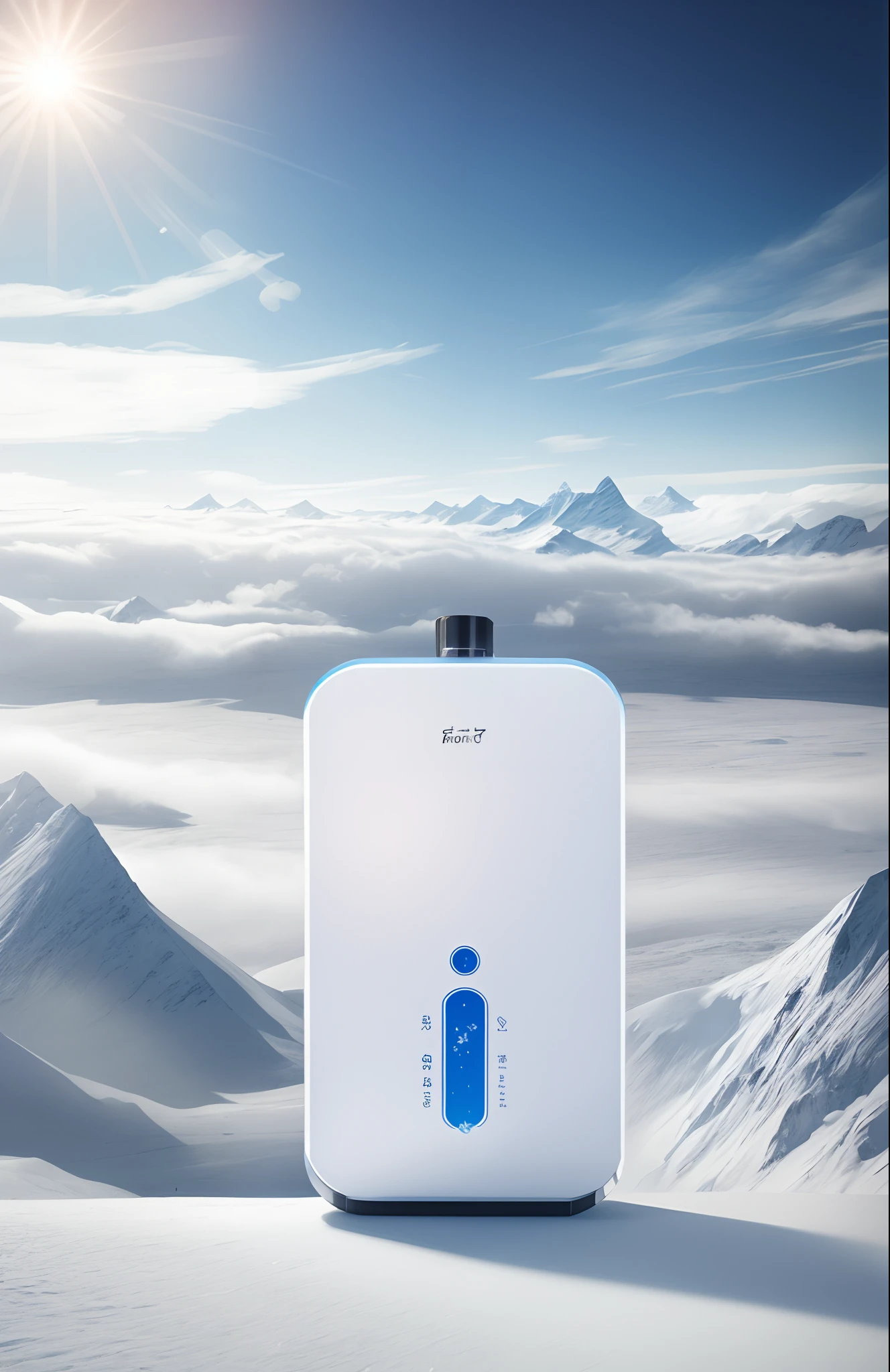 Arctic, Icy Land, Scene Map, Mountain Peak, Snow，white colors。brightened light，products shot