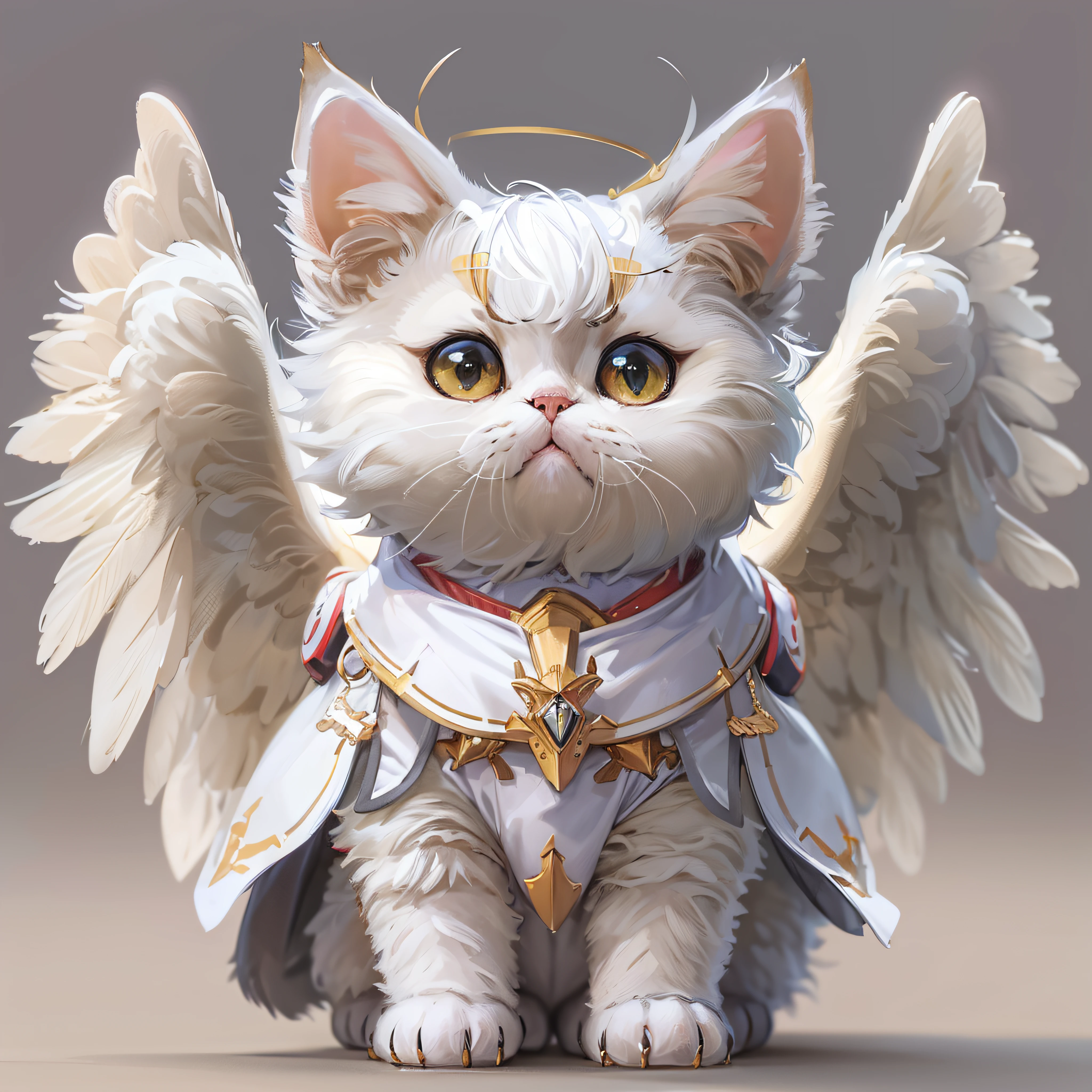 Cute cat, standing, cute, (((realistic))), Wearing a angel costume, sazabi