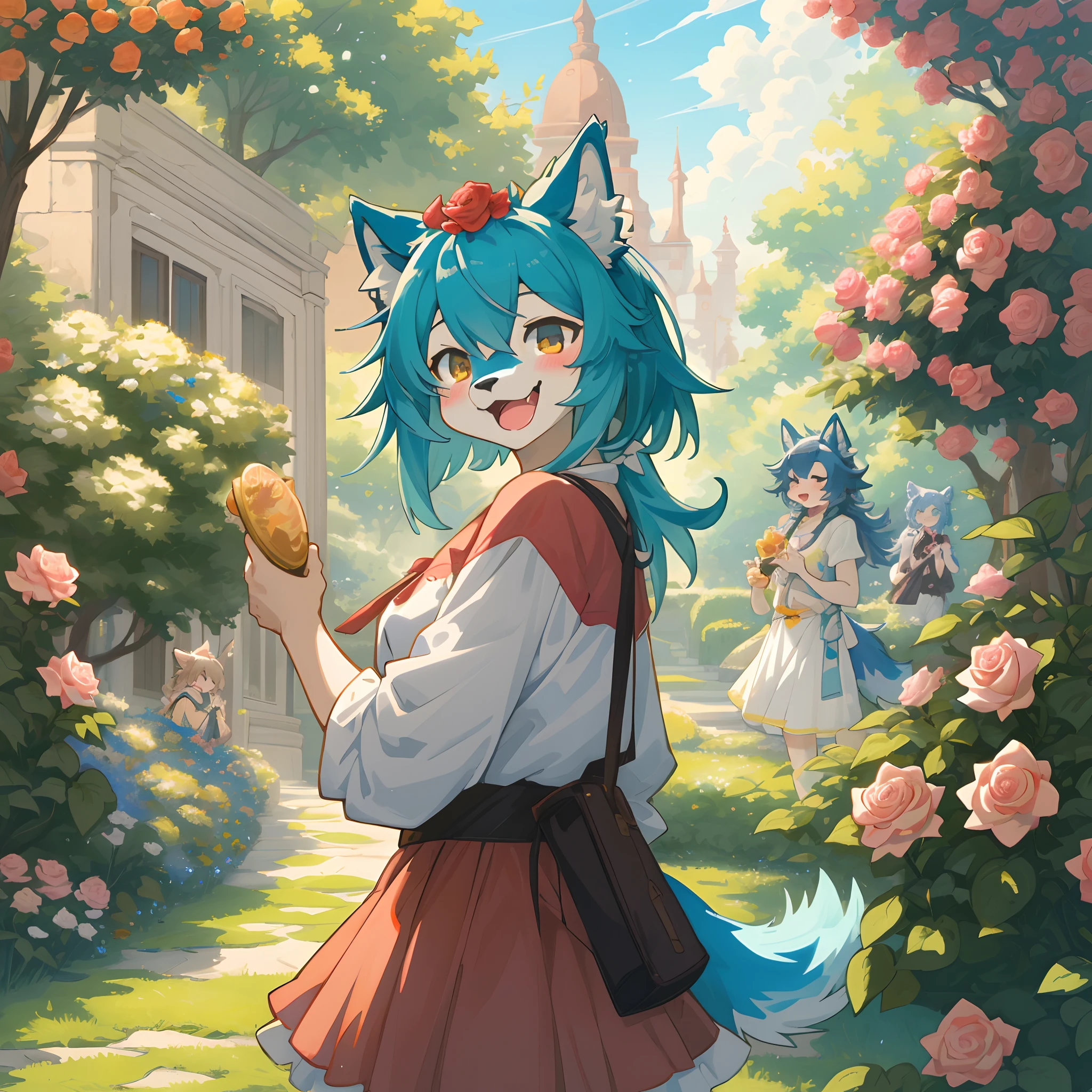 cover_page, highres, top quality, best quality, paid reward available, High-quality illustrations, unparalleled masterpiece, perfect artwork, absurdres, super high resolution, detailed background, o colorful Rose Garden, 6+boys, 6+girls, Happy, joyful(Photos of solo travelers)(kemono, furry anthro),