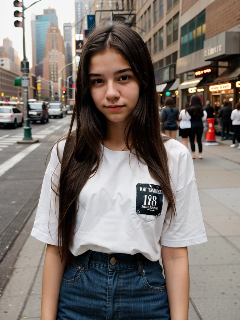 random cinematic portrait cute 18 years old girl straight hair in New York