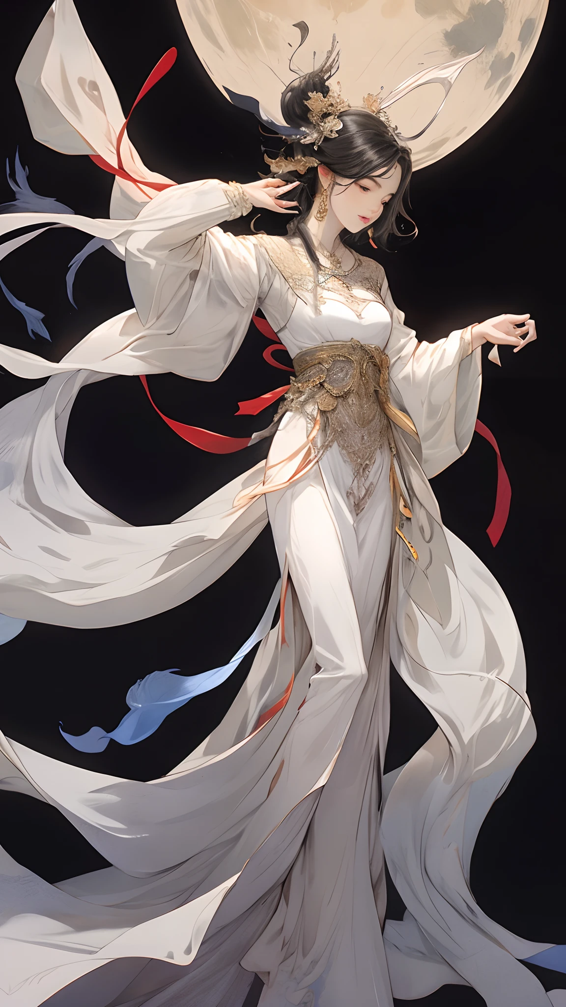 There is a woman in a white dress, Guweiz style artwork, guweiz on pixiv artstation, guweiz on artstation pixiv, Gu Weiss, Fantasy art style, Gu Weiss masterpiece, Beautiful and elegant queen, Beautiful character painting, Detailed digital anime art, Blonde Princess, White hair,
