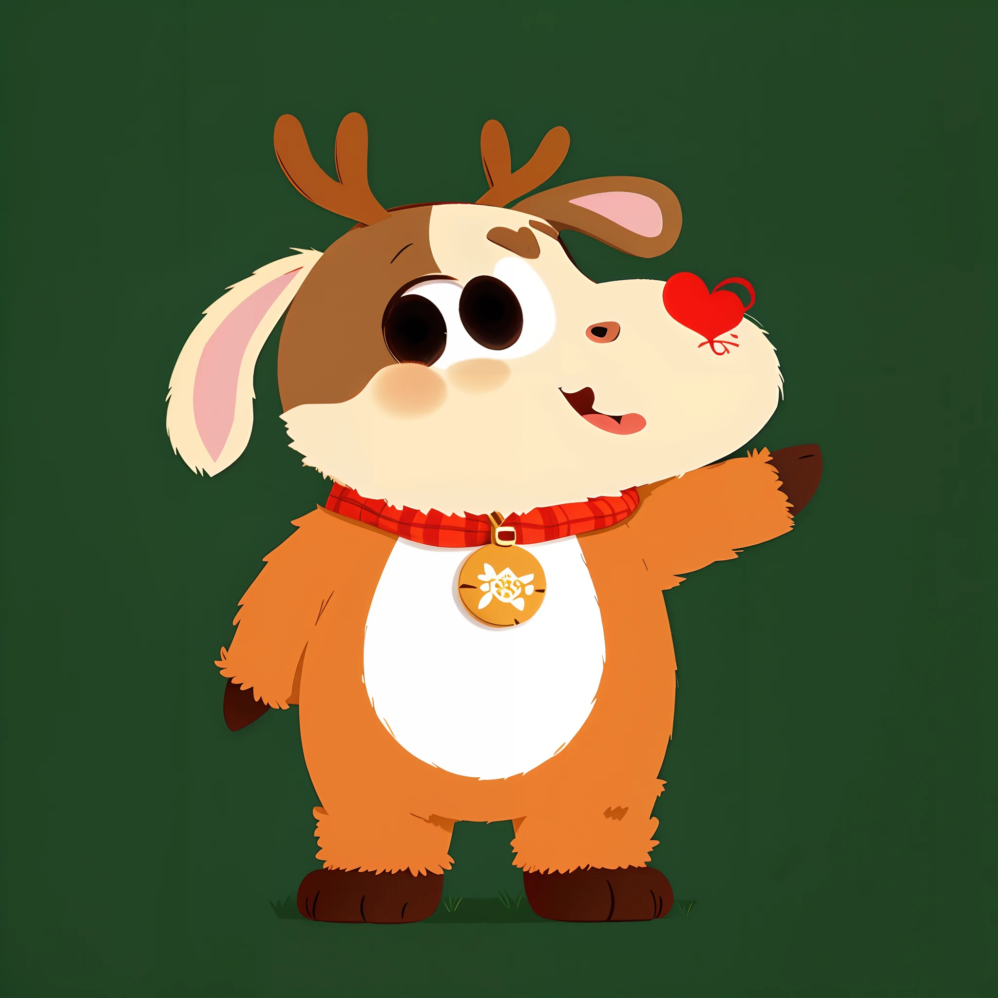 Cute cartoon reindeer, Flat anime,