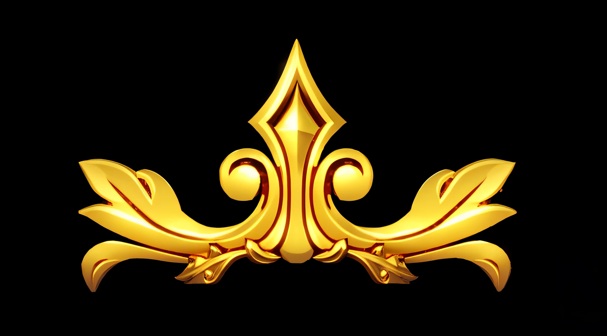 Close-up of gold ornament on black background, ornament crown, golden trim, golden headdress, ornate with gold trimmings, ornate gold, ornate gold crown, golden detailing, intricate gold crown, intricate gold elements, Gold trim, ornate crown, gold crown, Golden decoration, Gold decoration, imperial symbol, symmetrical crown, golden circlet,4K.plump